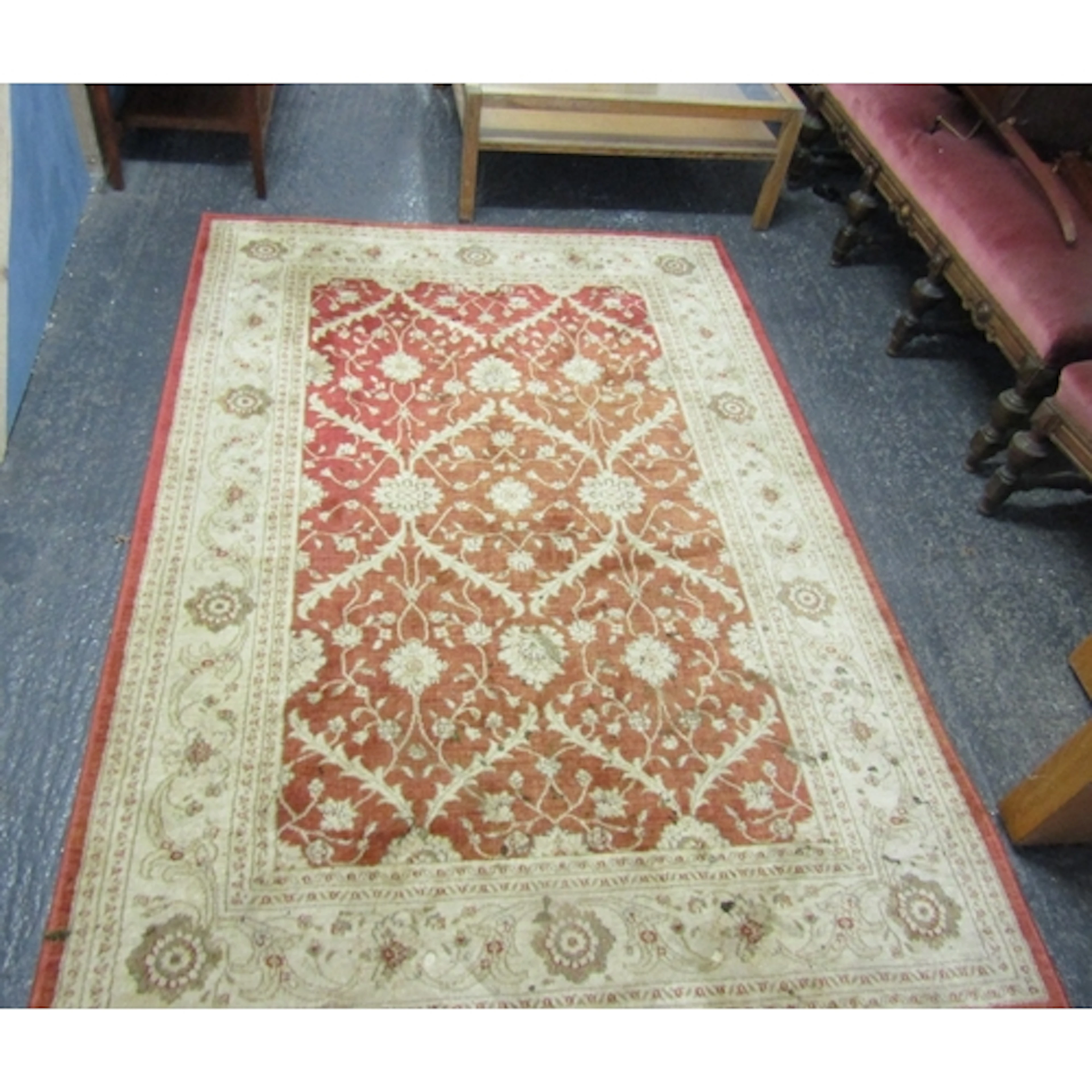 Persian Rug Pale Ochre Ground Patterned Borders Approximatel...