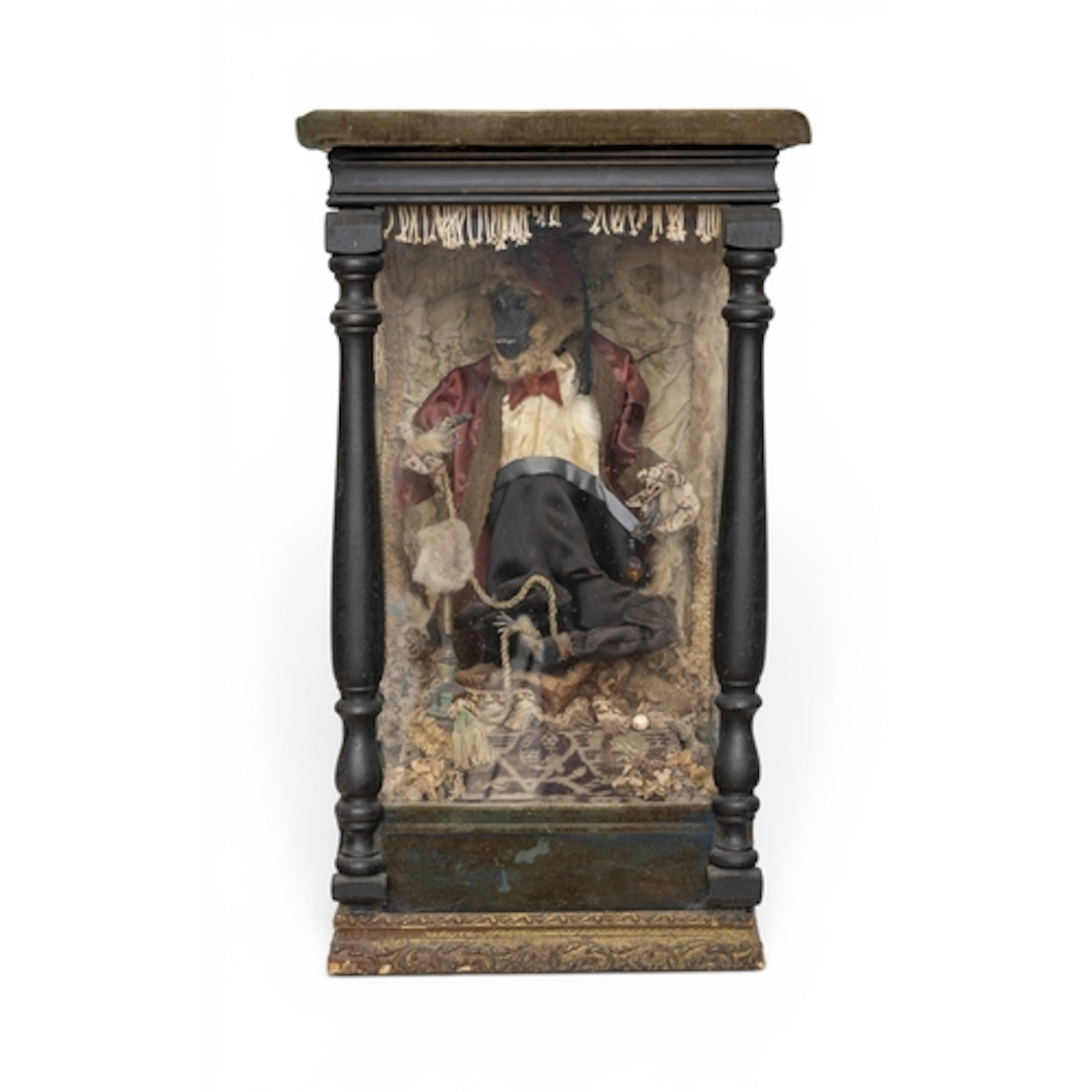MARVO THE MAGIC MONKEY, AUTOMATON DISPLAY BOX WITH DRESSED M...