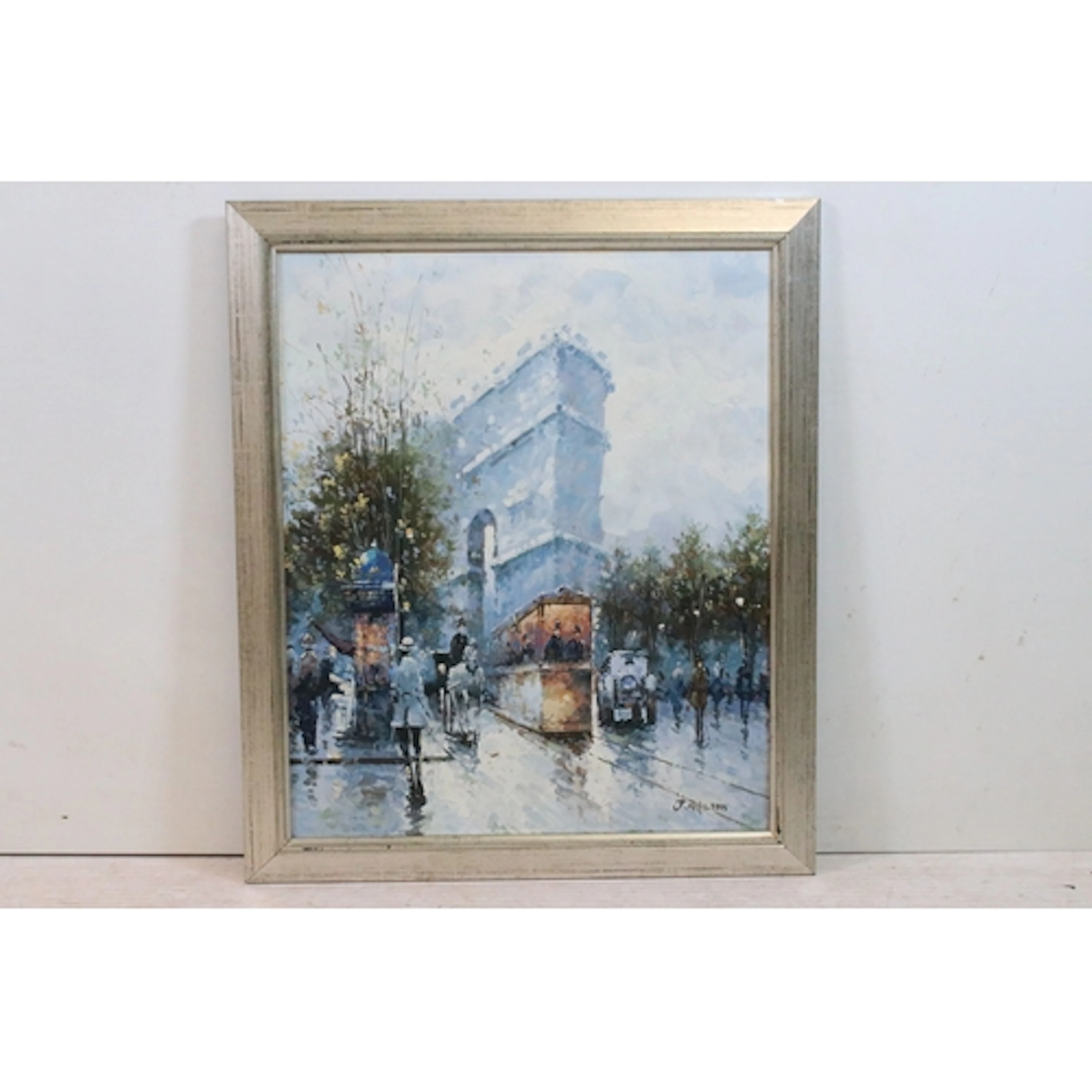 J Gaston, Impressionist view of Paris and the Arc de Triomph...