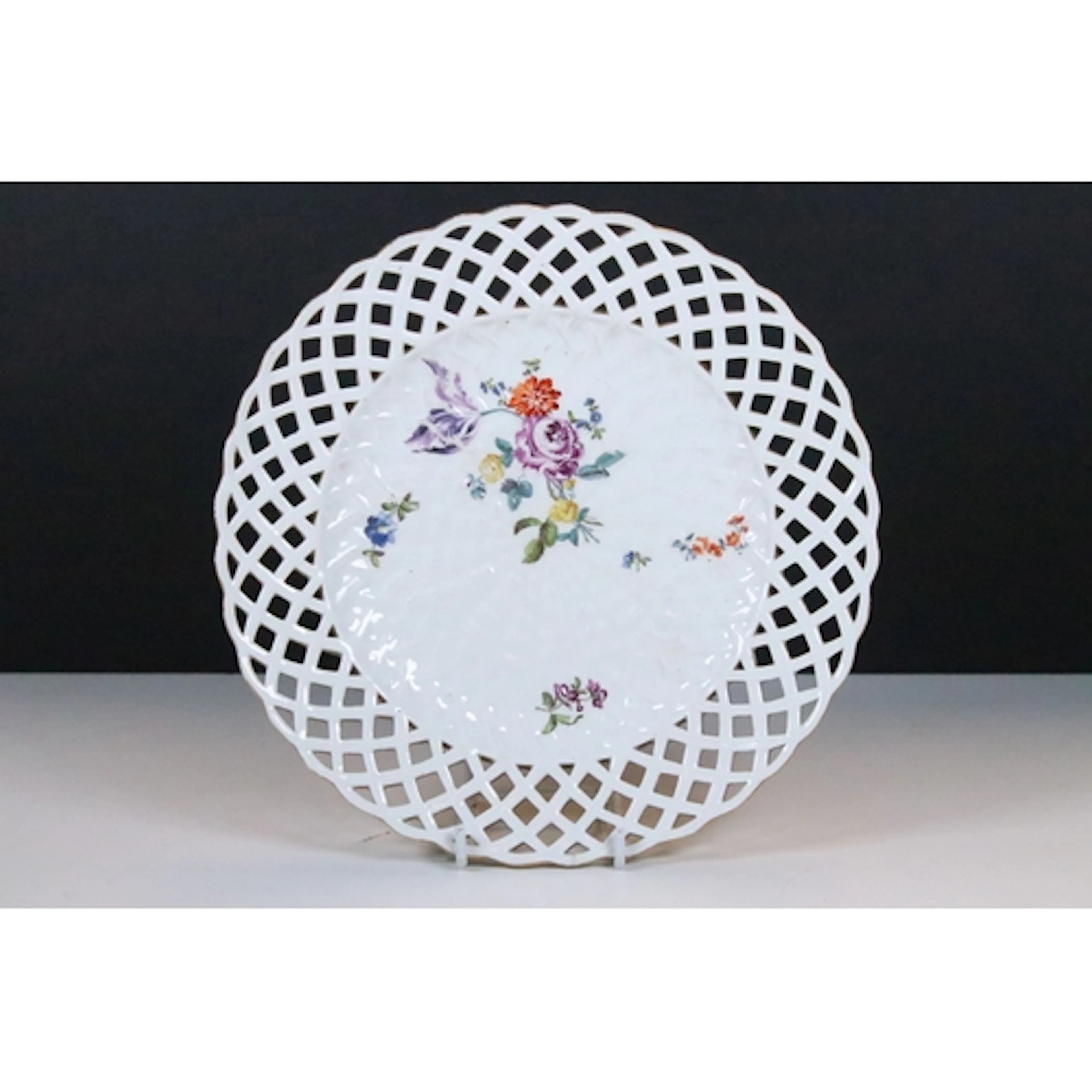 19th/early 20th century Meissen plate having hand-painted fl...