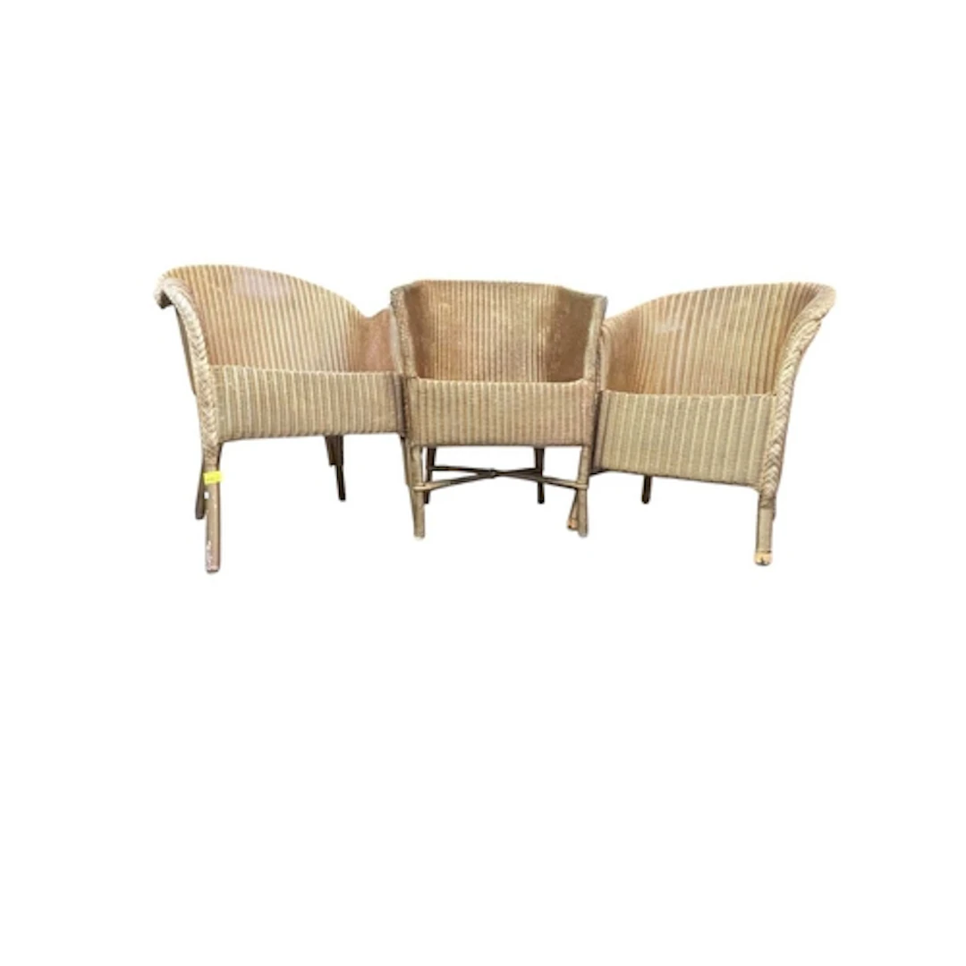 Lloyd Loom - Three vintage 20th century gilt painted armchai...