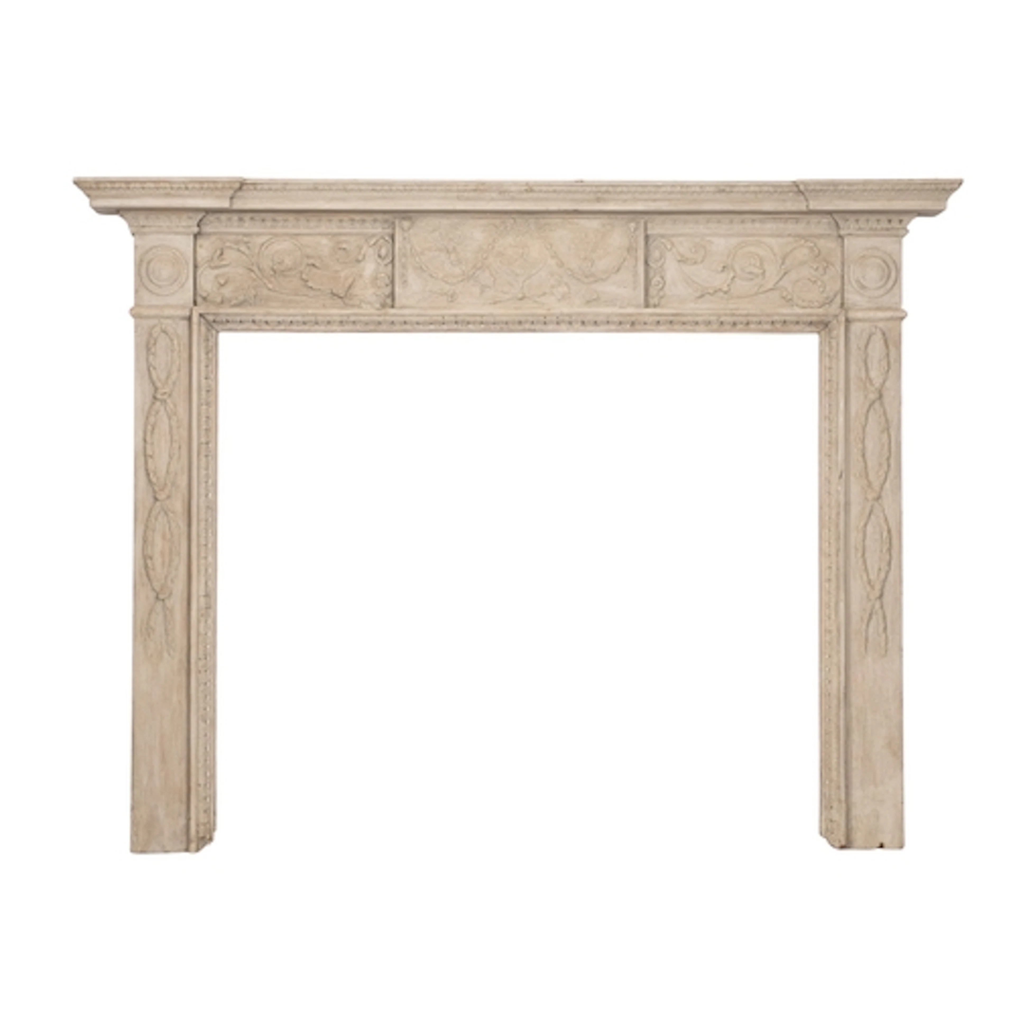 A painted wood and gesso chimneypiece in Neoclassical Adam t...