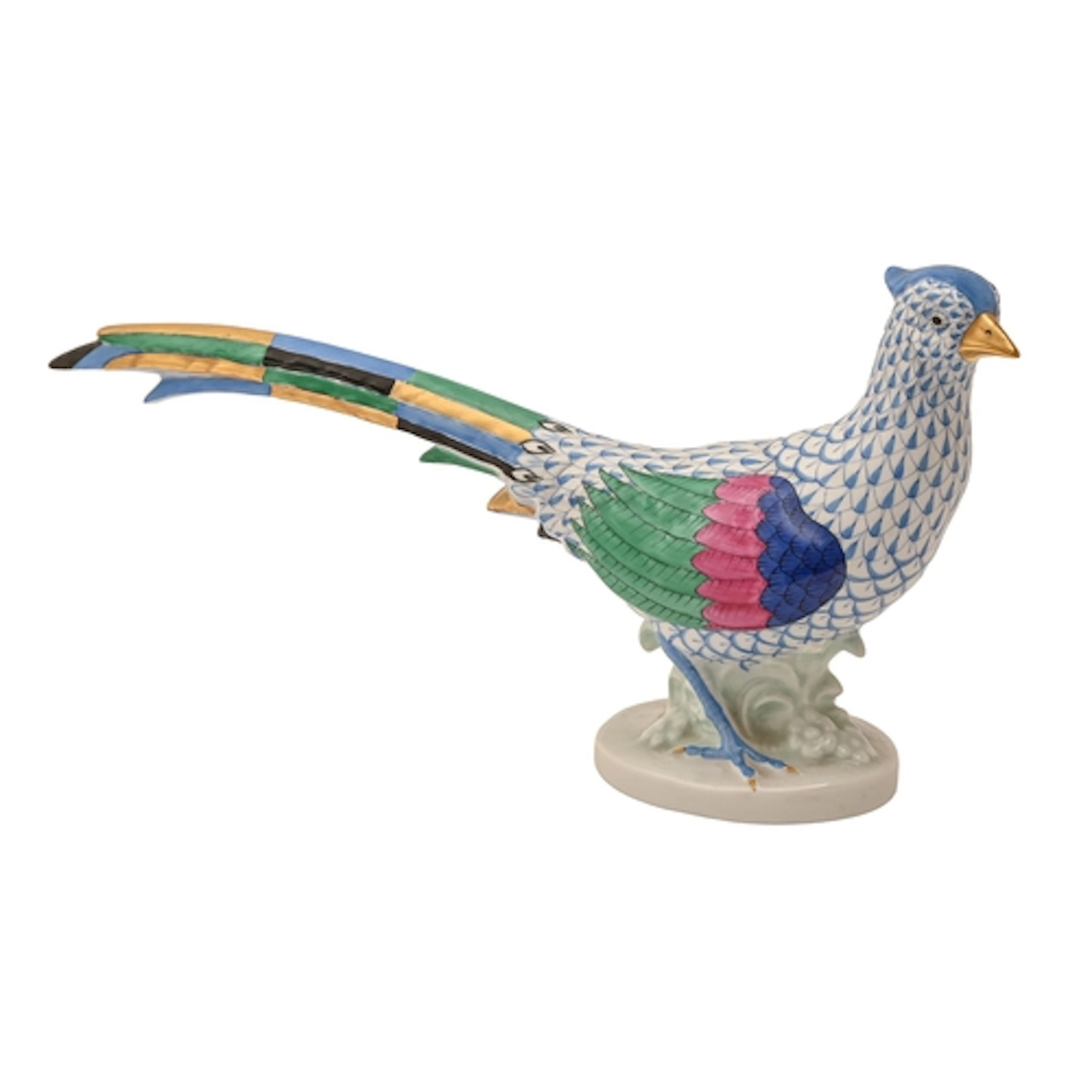 A Herend porcelain model of a pheasant, late 20th c, 32cm l,...