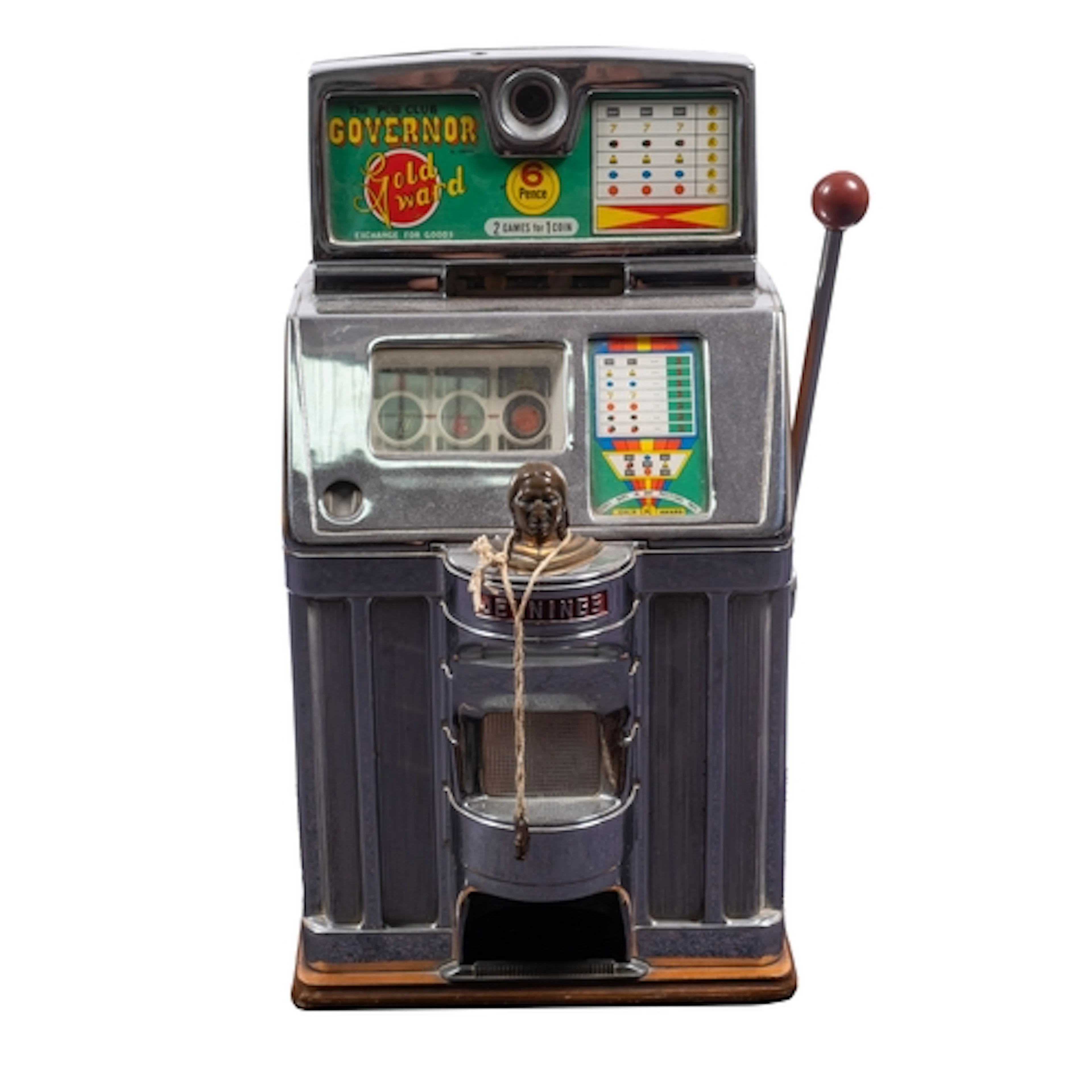 A Jennings & Company Governor' Indianhead' one-arm bandit sl...