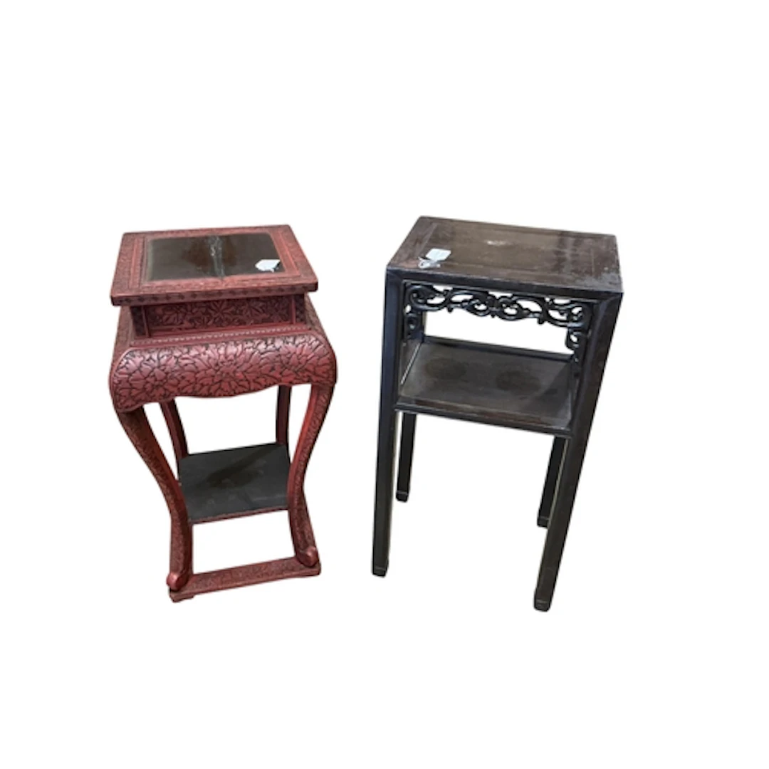 A Chinese hardwood two tier table, width 42cm, depth 31cm, h...