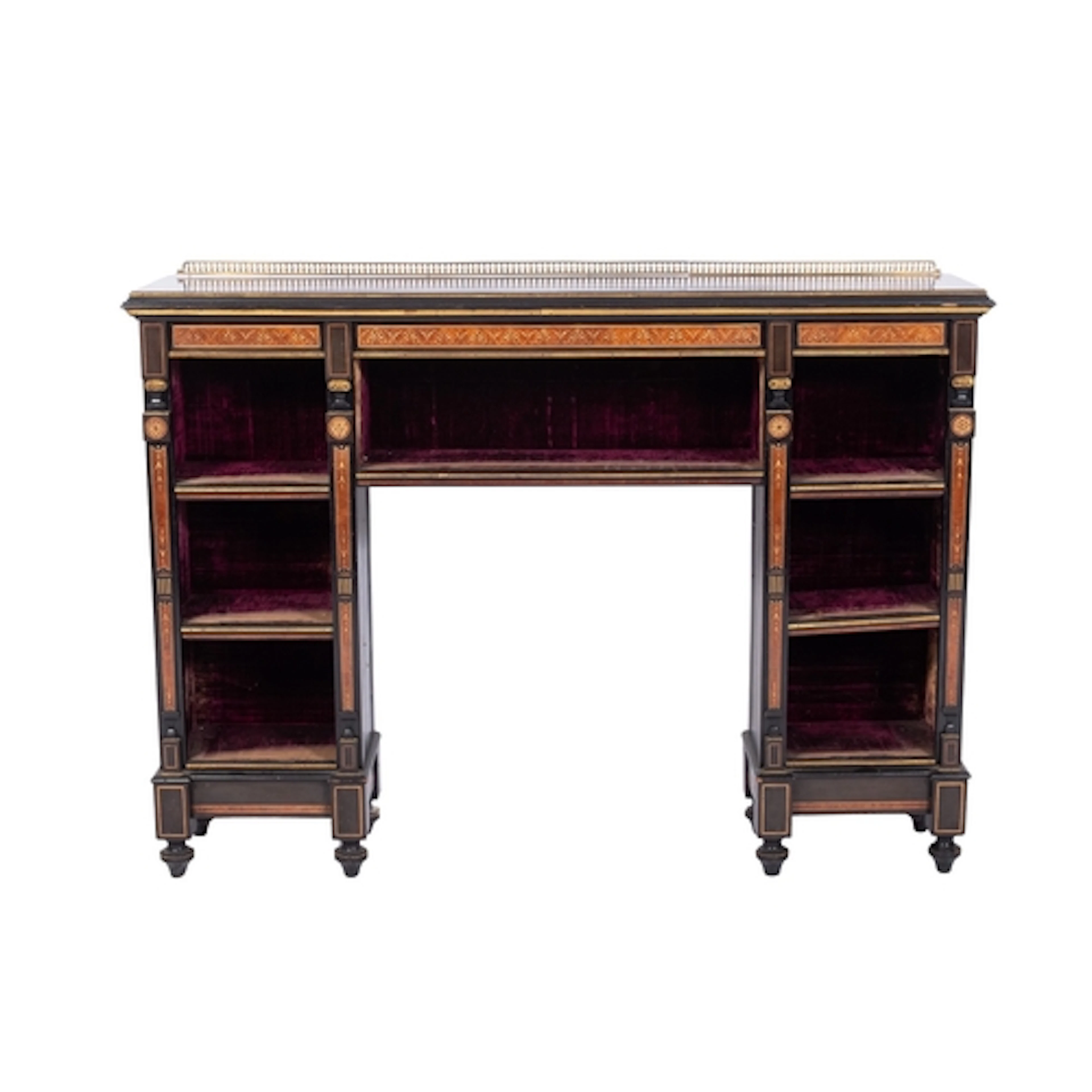 A late Victorian Aesthetic movement ebonised, maple and gilt...