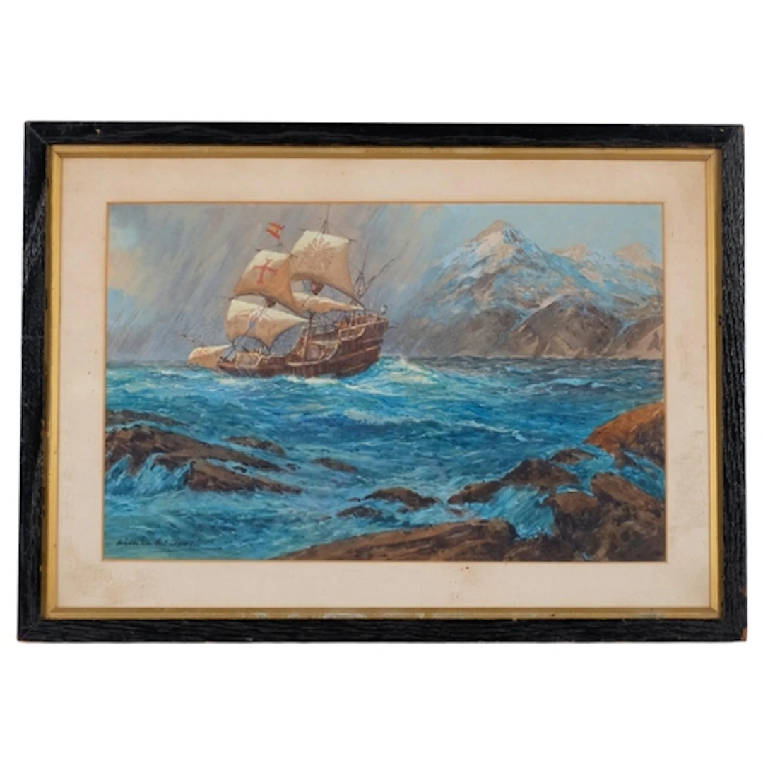 William McDowell (1888 - 1950), galleon off the coast, gouac...