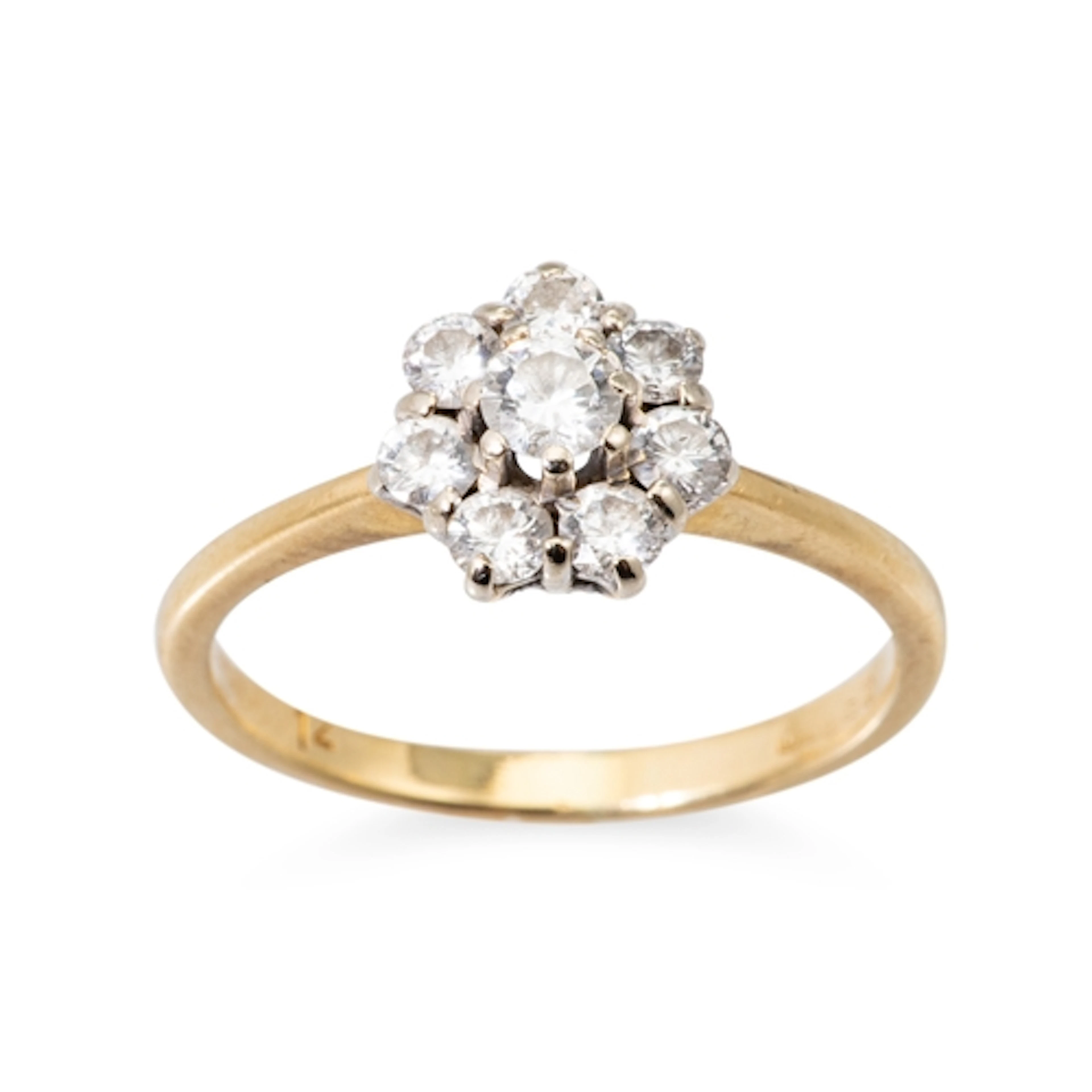 A DIAMOND CLUSTER RING, the round cut diamonds mounted in 18...