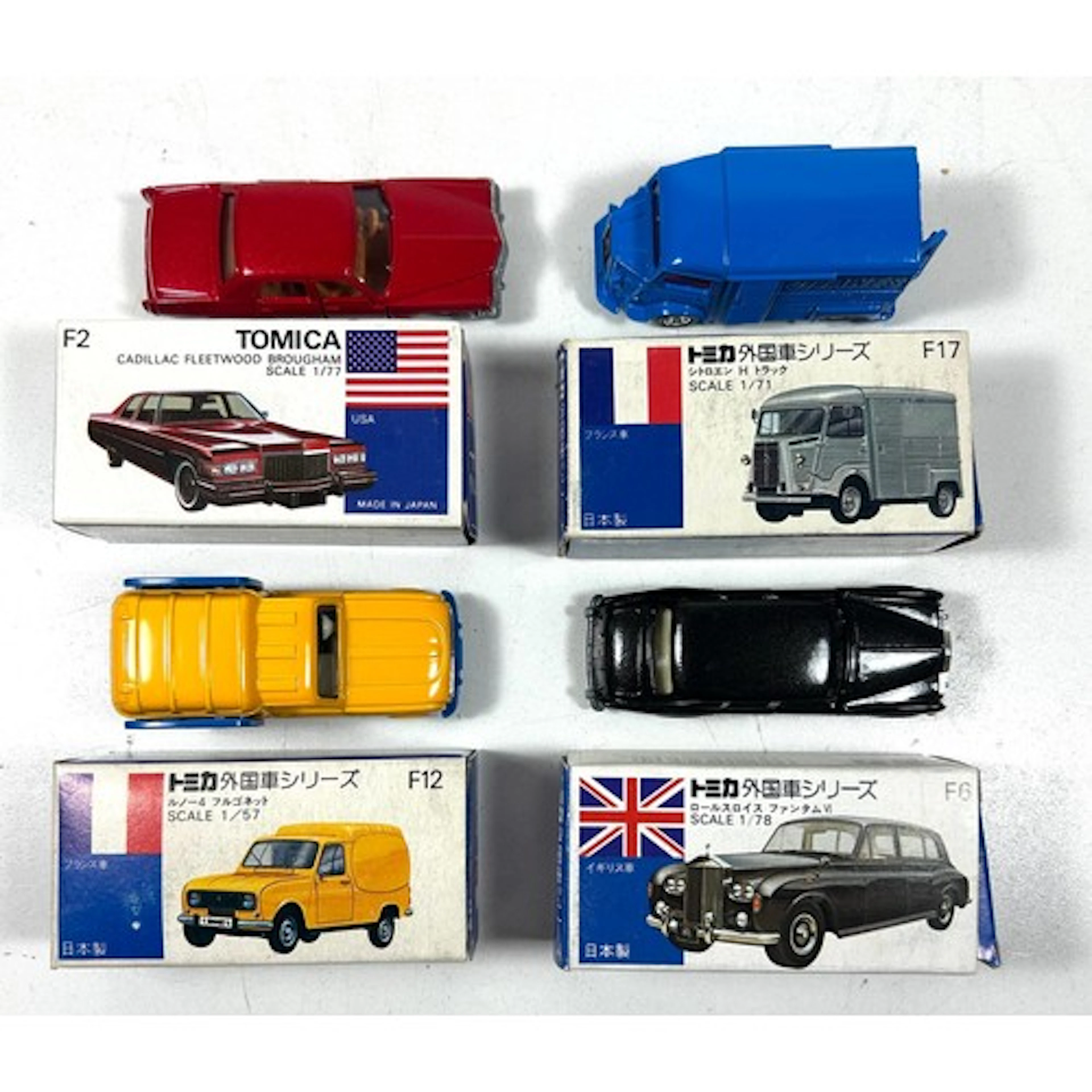4 Tomica models inc; 'Renault 4 Fourgonnette no F12', 'Citro...