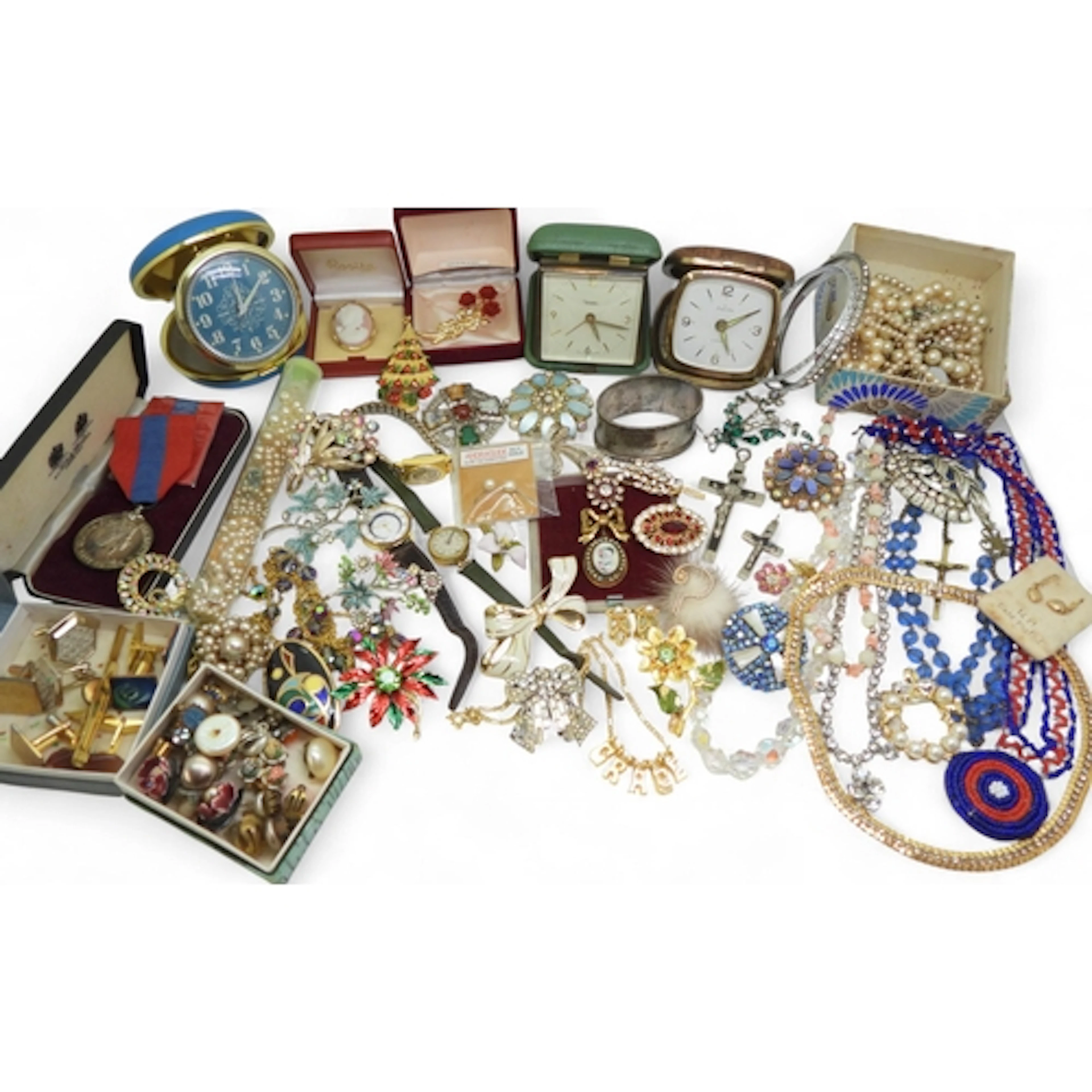 A large collection of vintage costume jewellery to include, ...