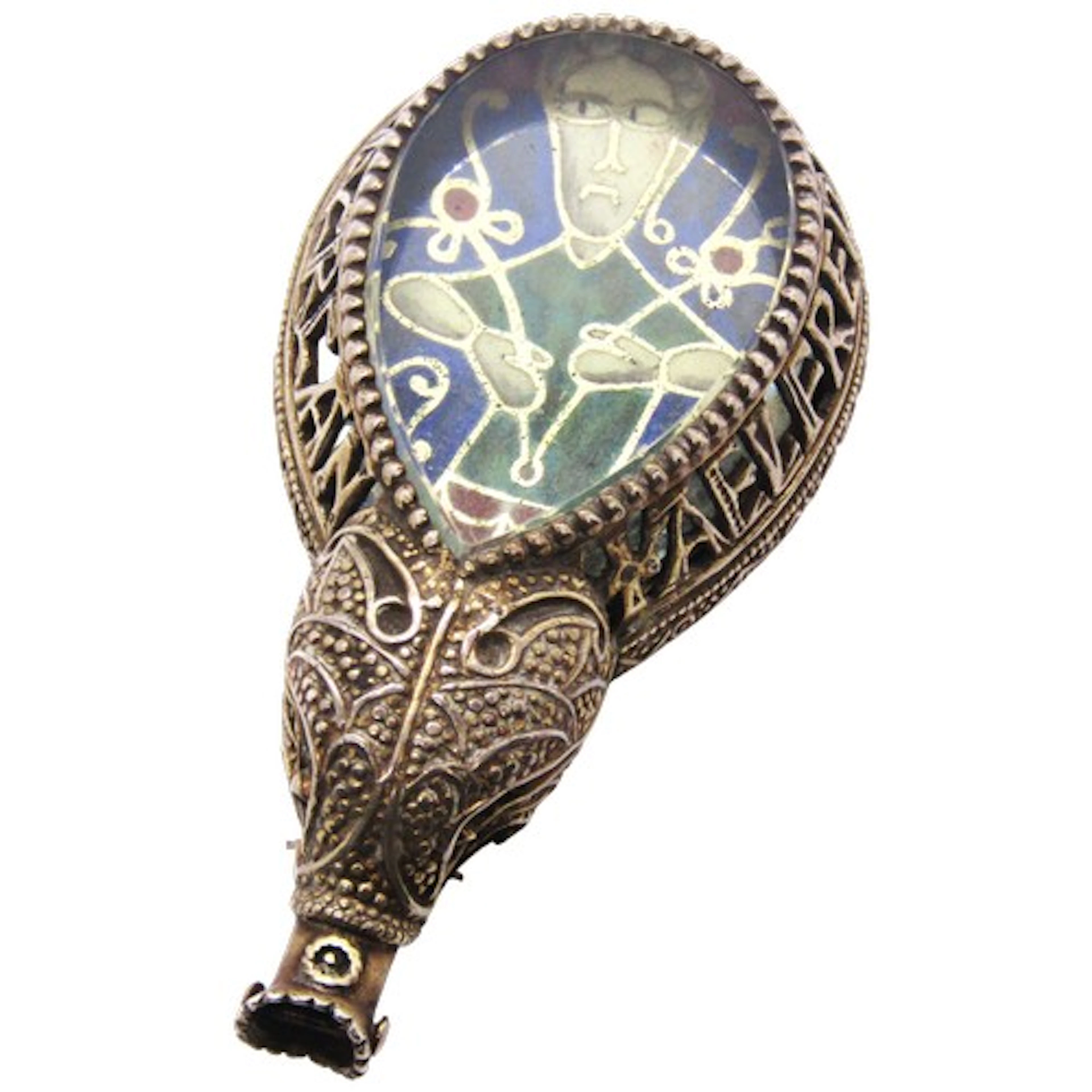 After The Alfred Jewel. A white metal mounted replica, ename...