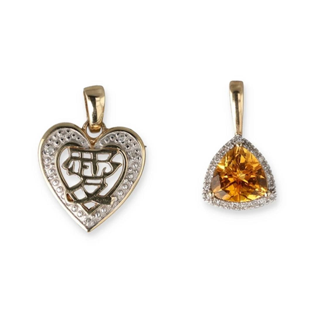 TWO MODERN 9CT GOLD PENDANTS, BOTH DIAMOND SET Total weight:...
