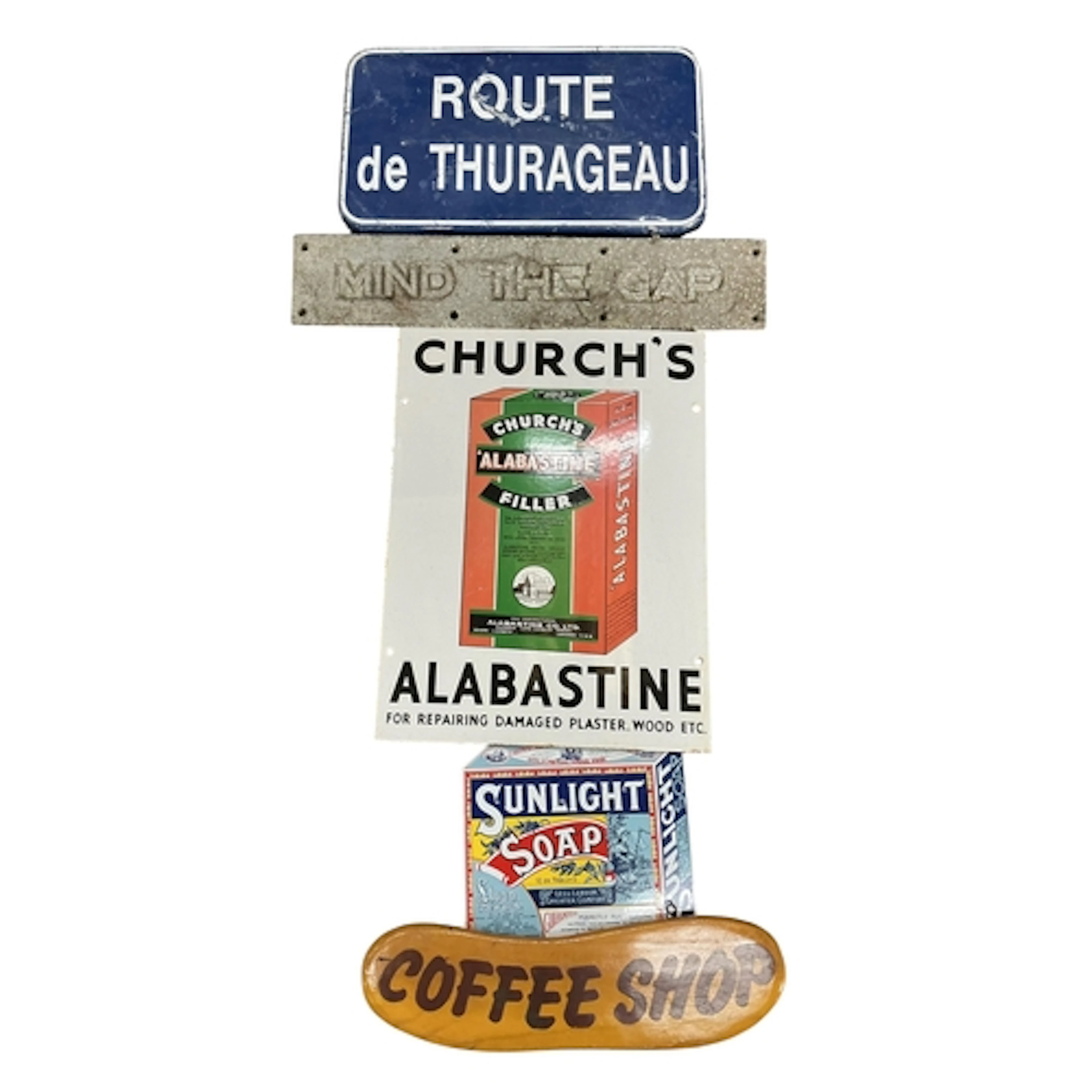 A 'Church's Alabastine Filler' enamelled advertising sign, a...