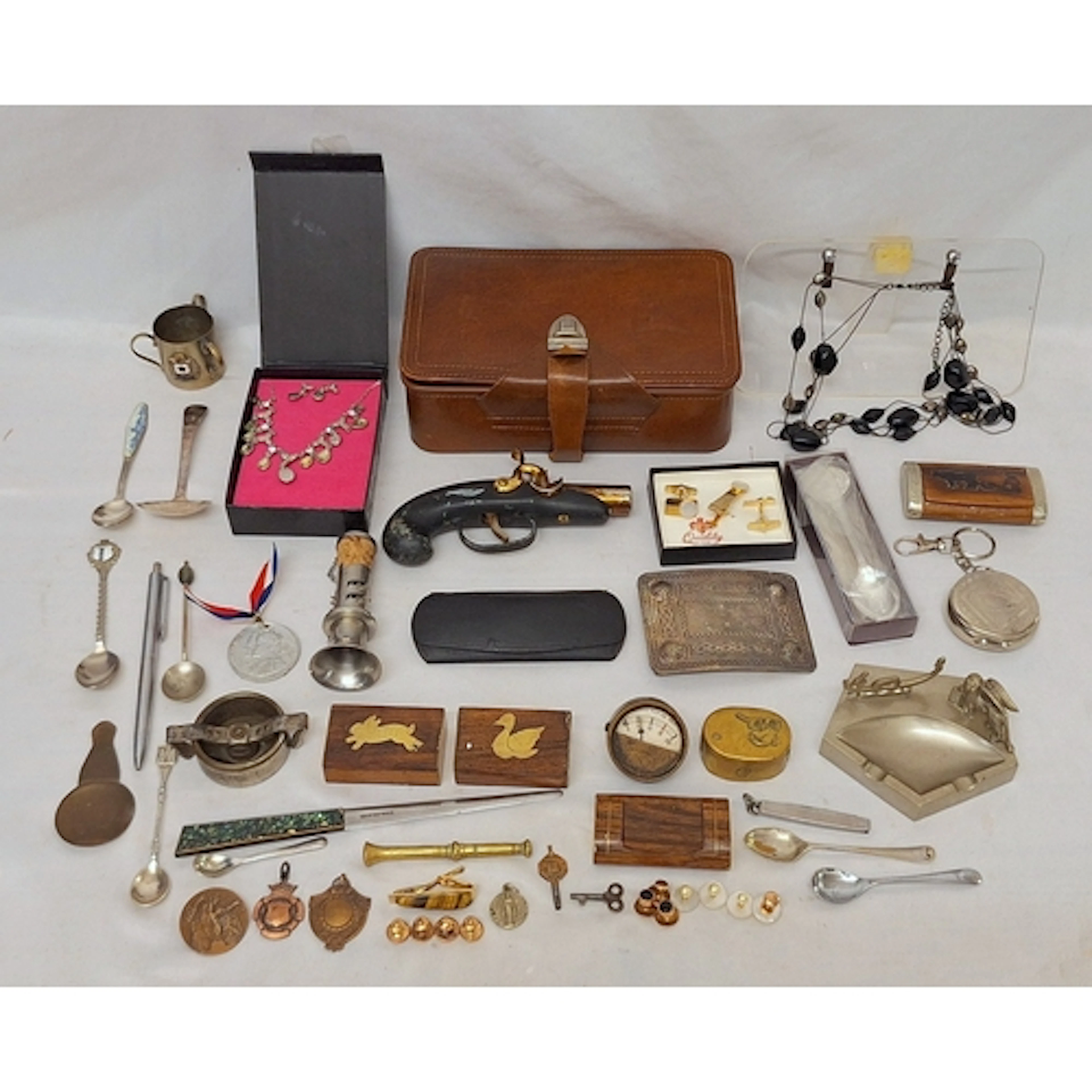Small Leather Travel case, small rosewood box with brass rab...