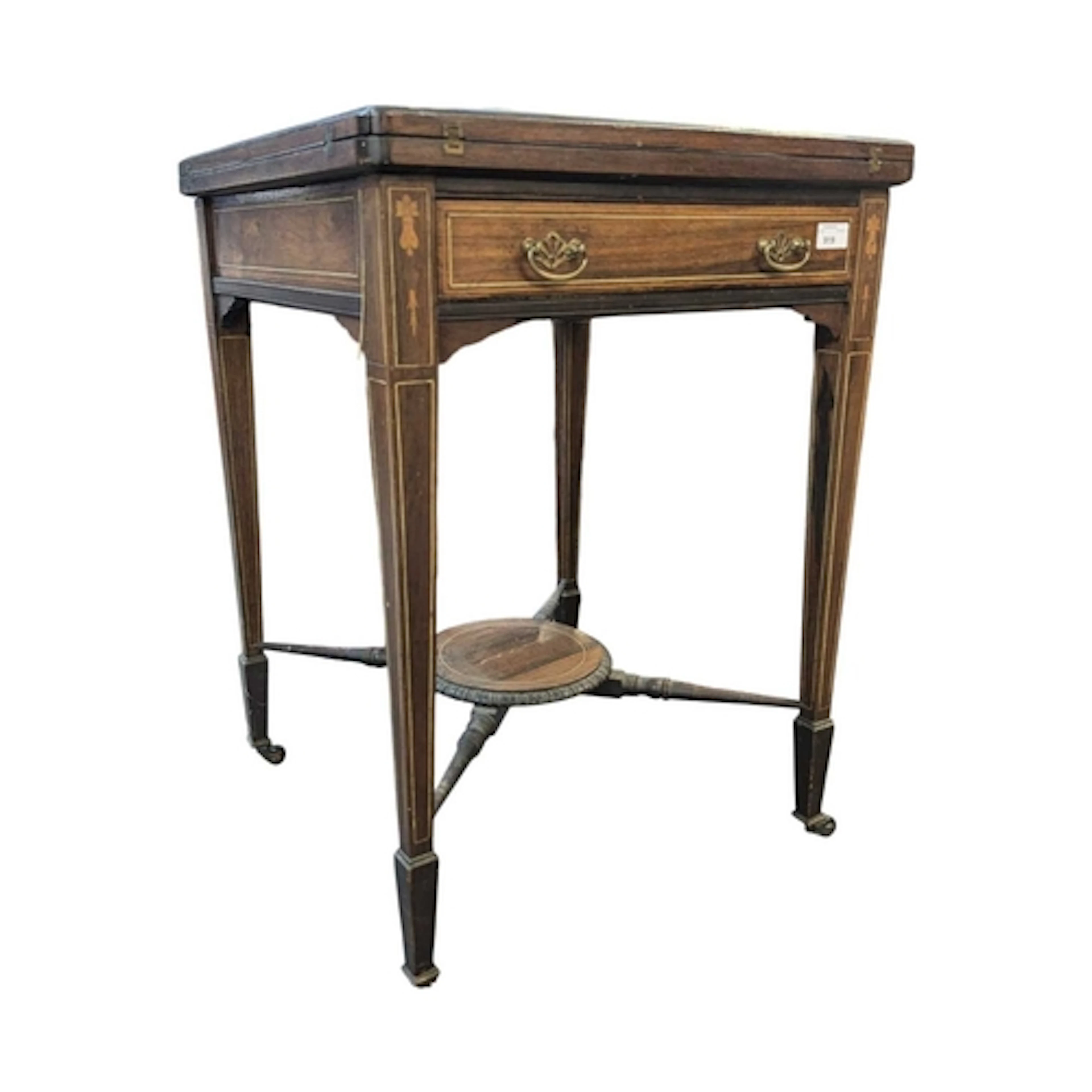 An early 20th century Edwardian mahogany inlaid envelope fol...