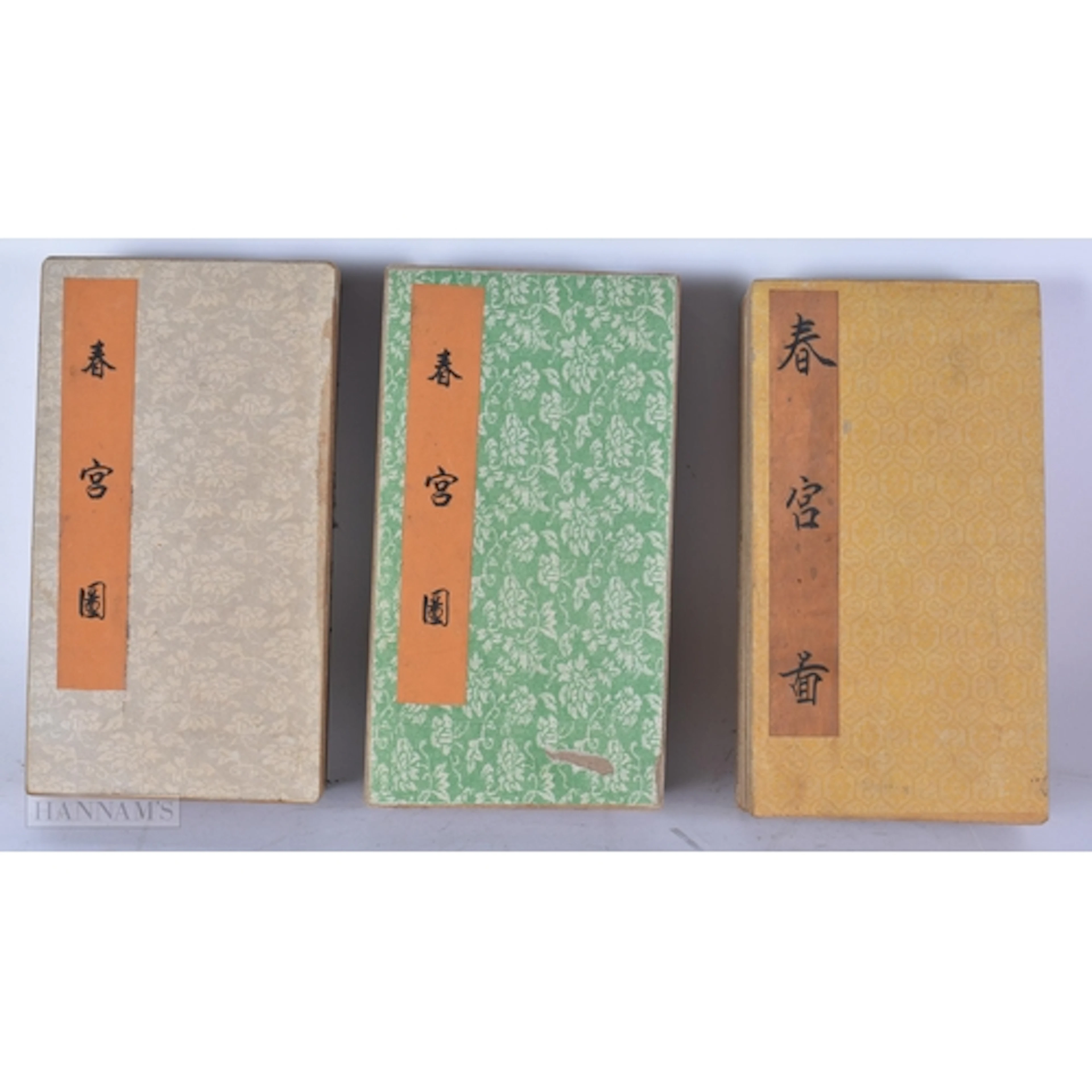 THREE CHINESE FOLDING EROTIC BOOKLETS. (3)
