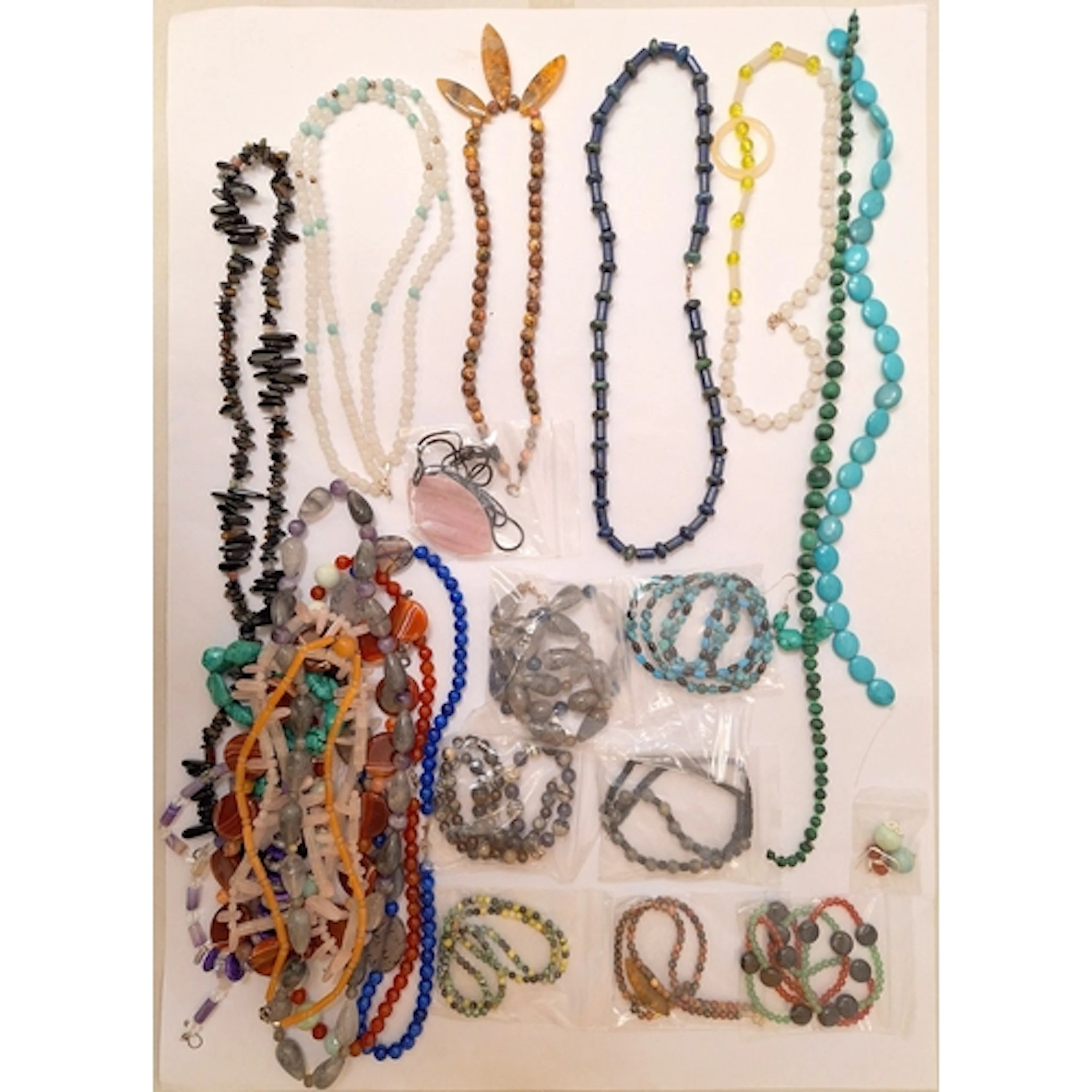 Natural Stone Necklaces, some in bags as new incl. natural t...