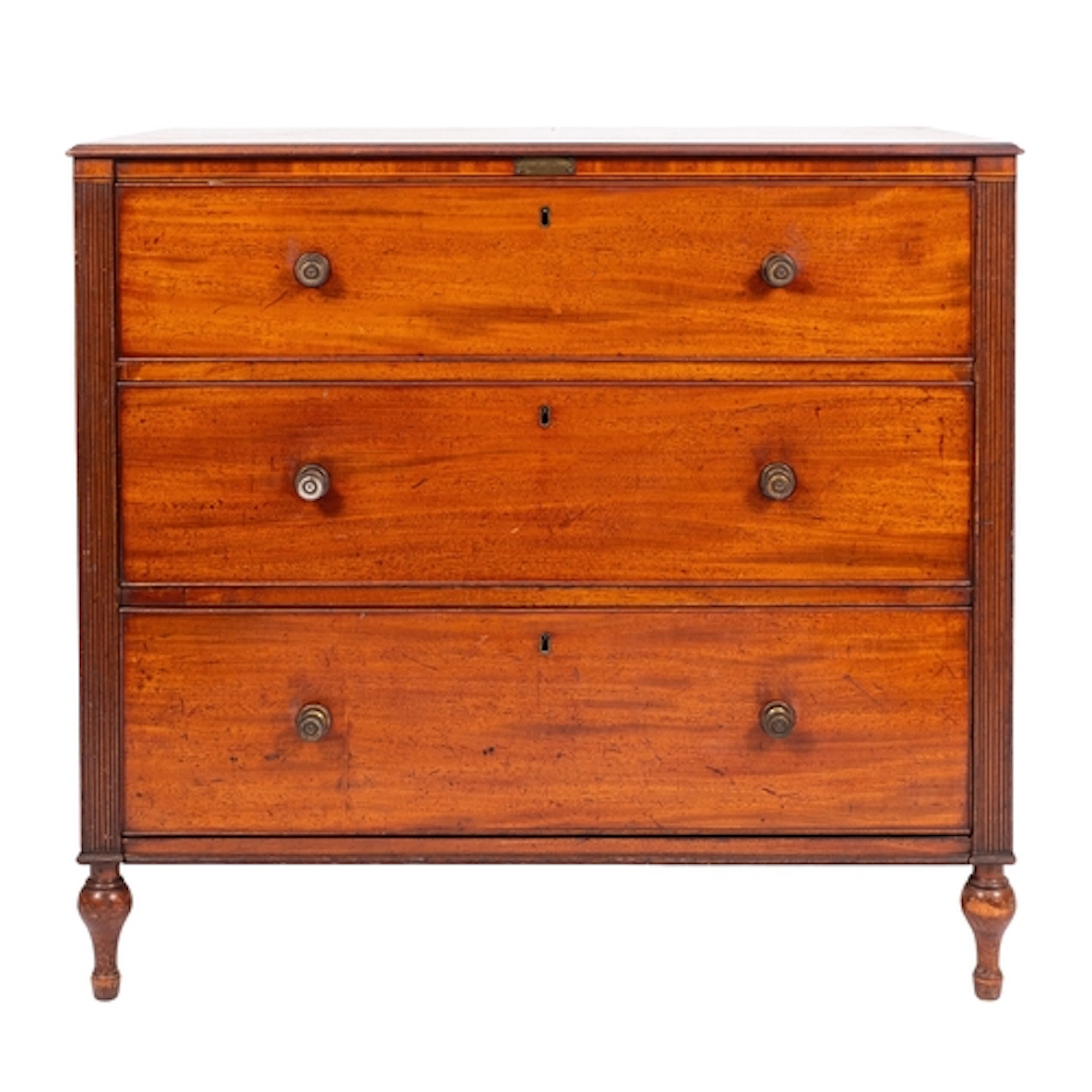 A Regency mahogany chest of drawers, early 19th century; the...