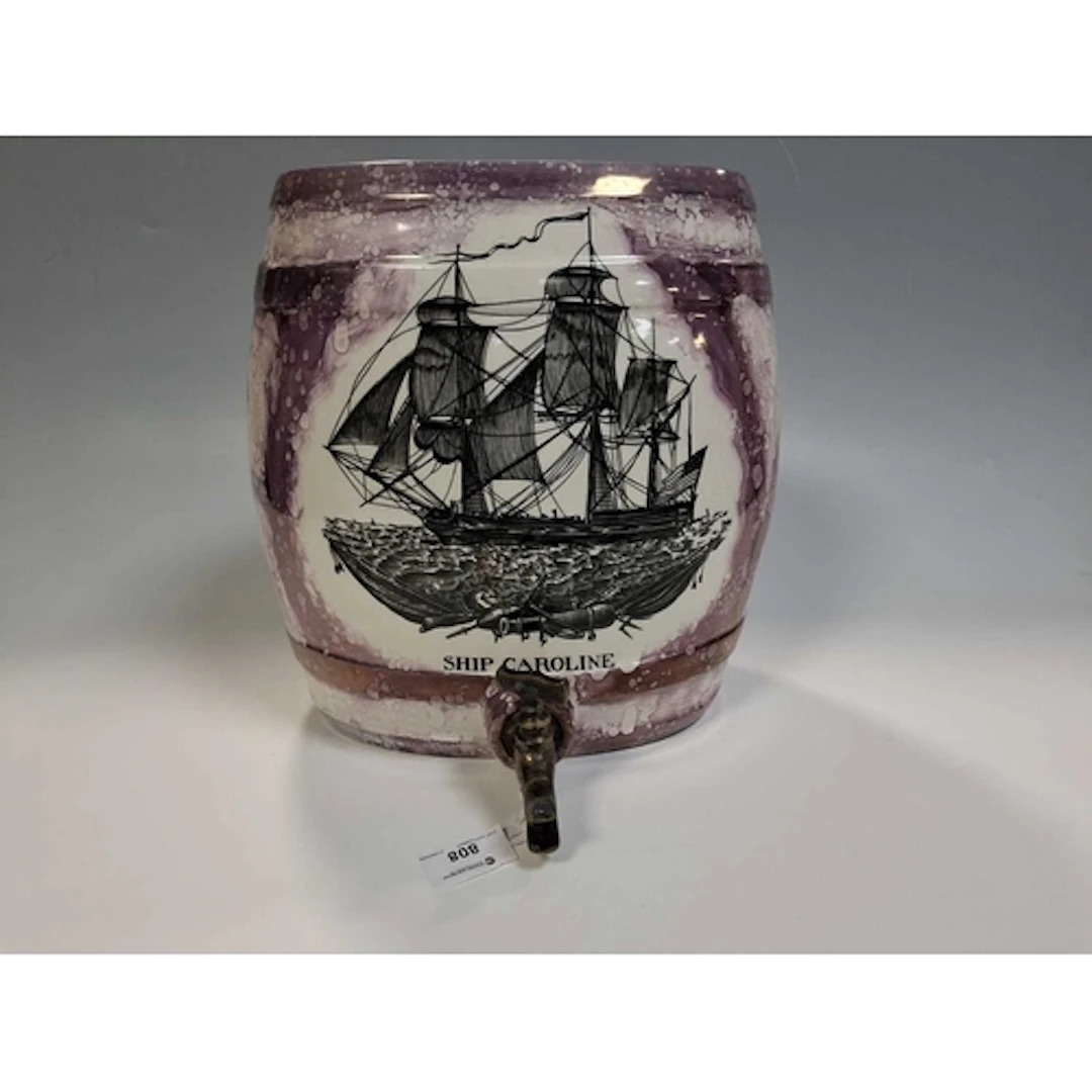 AN UNMARKED PORTMEIRION GRAY'S SUNDERLAND PINK LUSTRE SPIRIT...