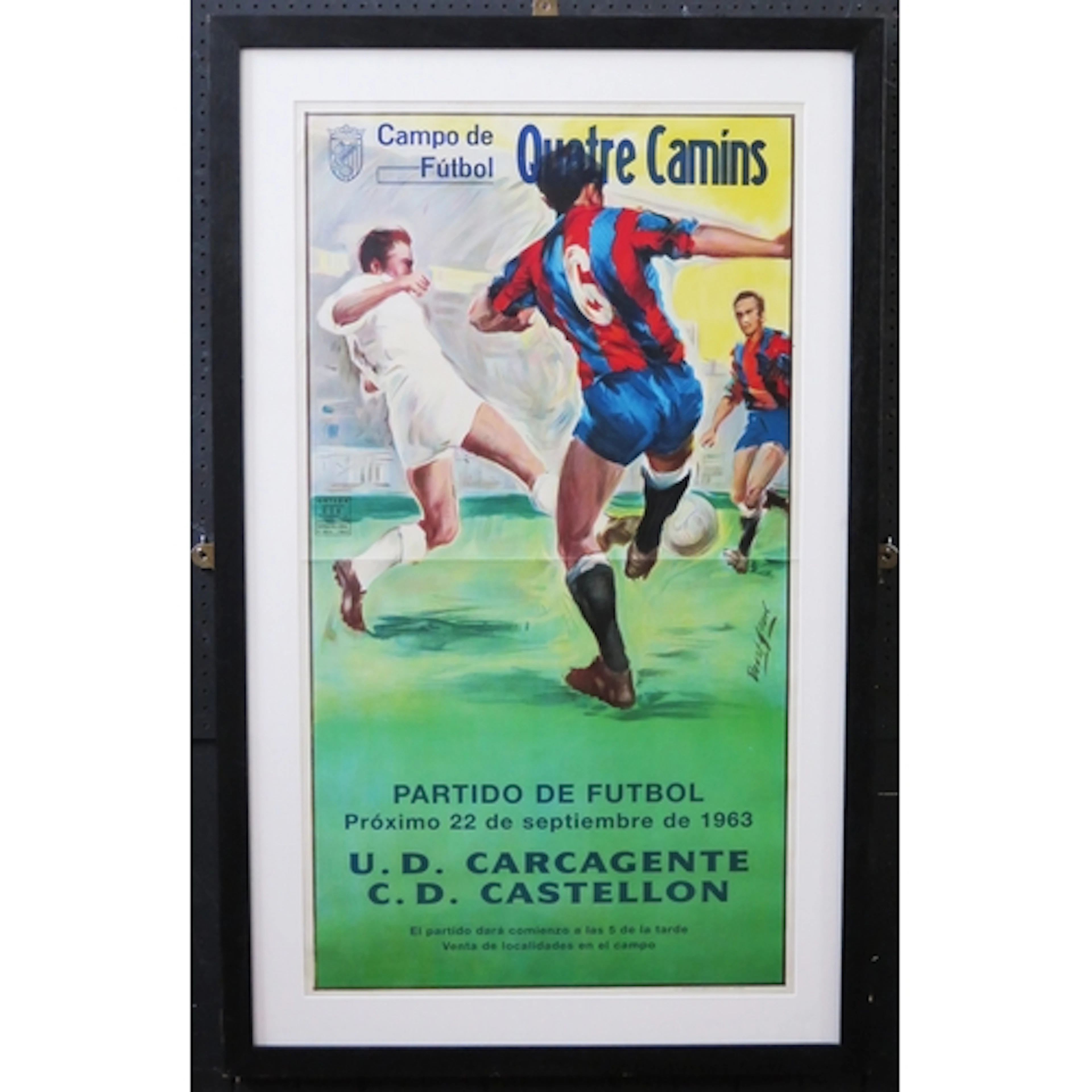 A Spanish football poster "Campo Du Futbol, Quatre Camins, U...