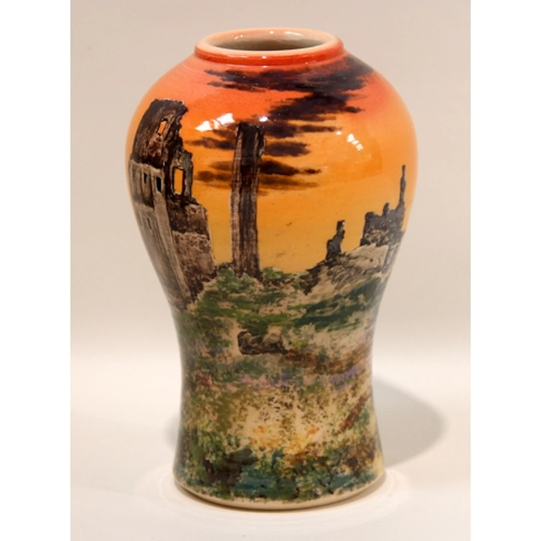 Poole Pottery hand thrown vase by Alan White and decorated b...