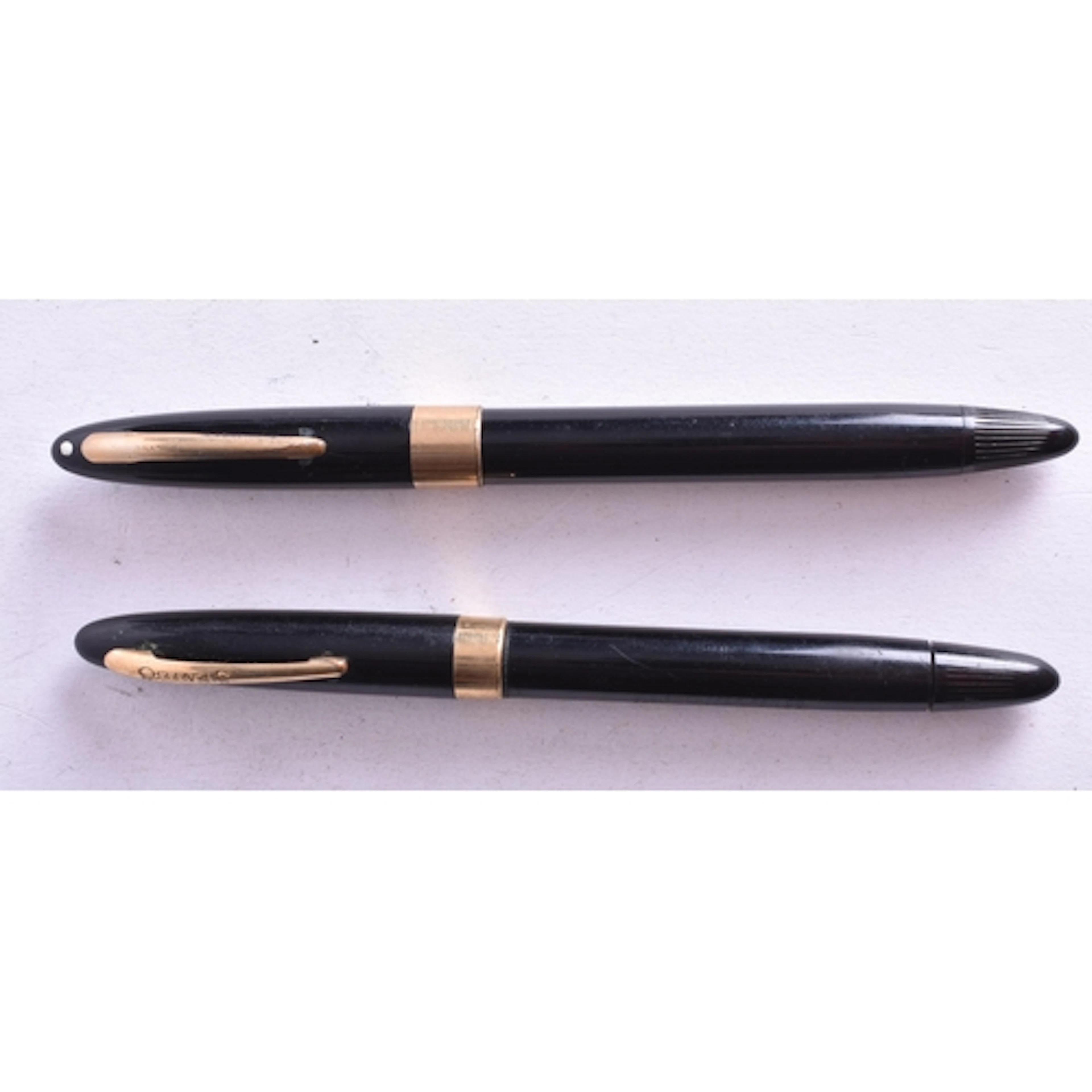 Two vintage Sheaffer snorkel fountain pens writing inc 14ct ...