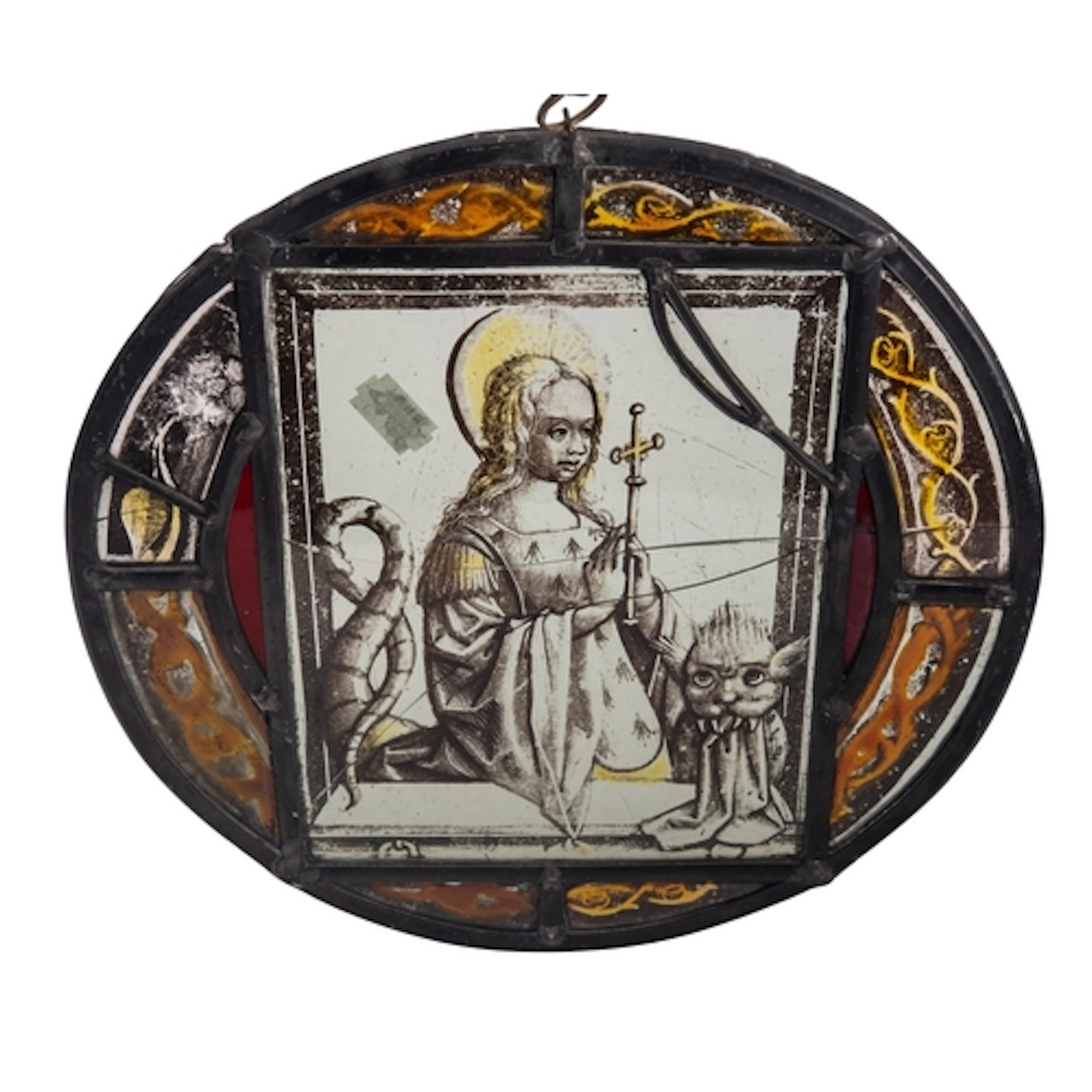A Flemish or Dutch stained and leaded glass roundel depictin...