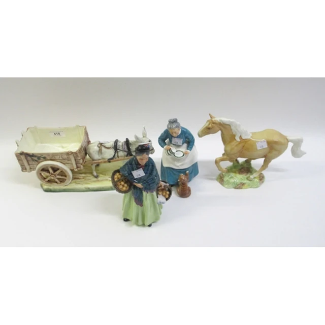Beswick figure of a galloping horse, Czechoslovakian group o...