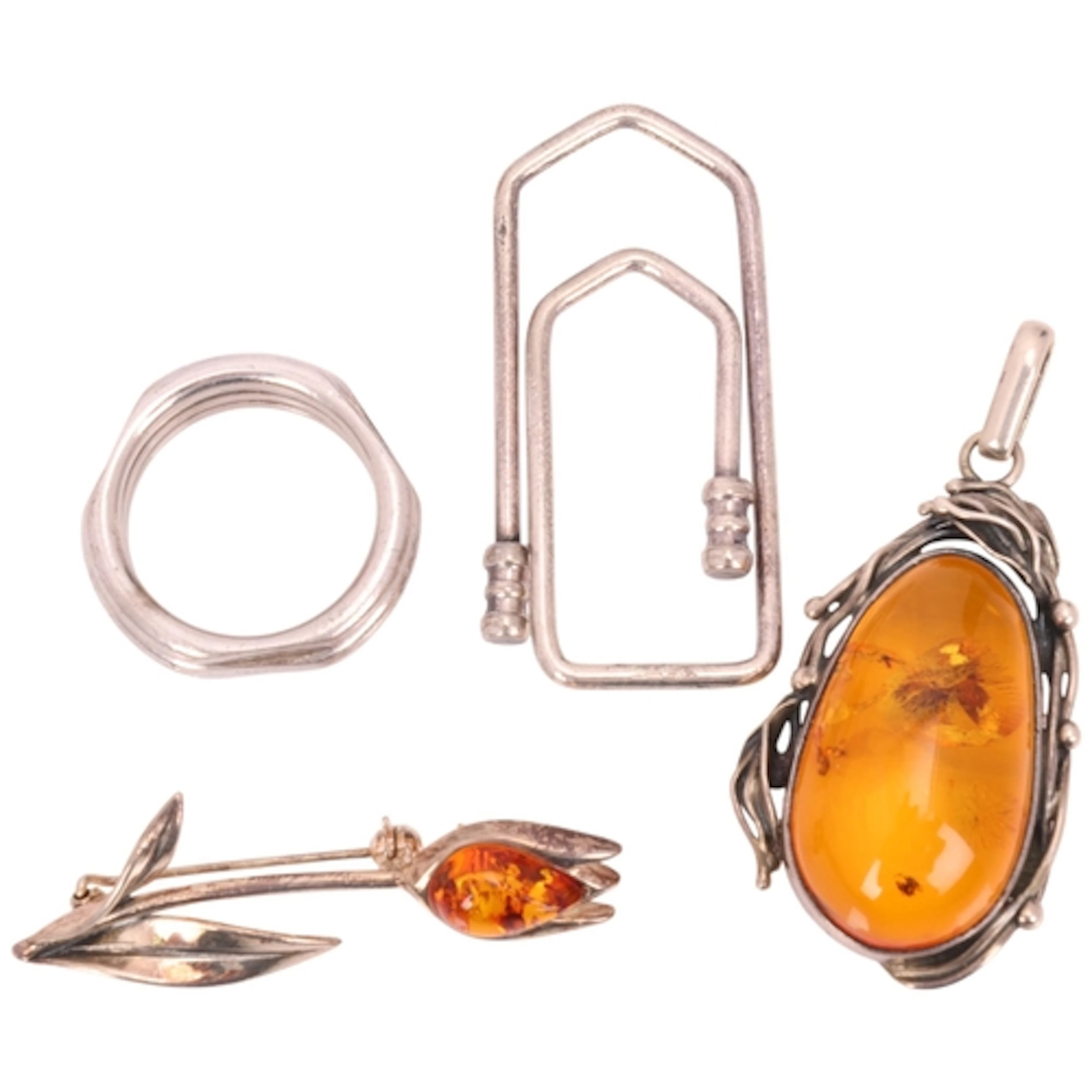 Various silver jewellery, including Links Of London band rin...