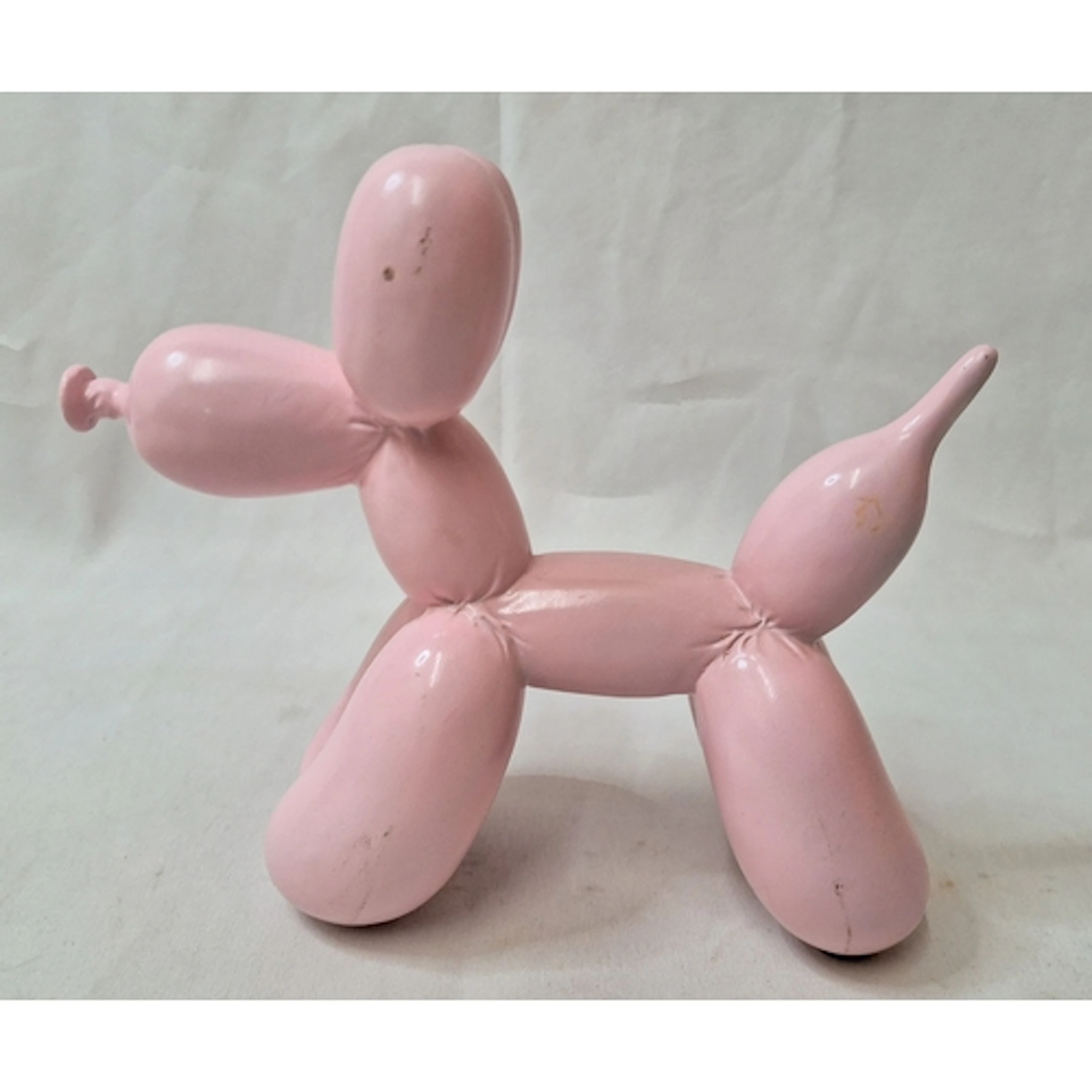 Pale Pink Balloon Dog Figurine in the style of Jeff Koons ap...