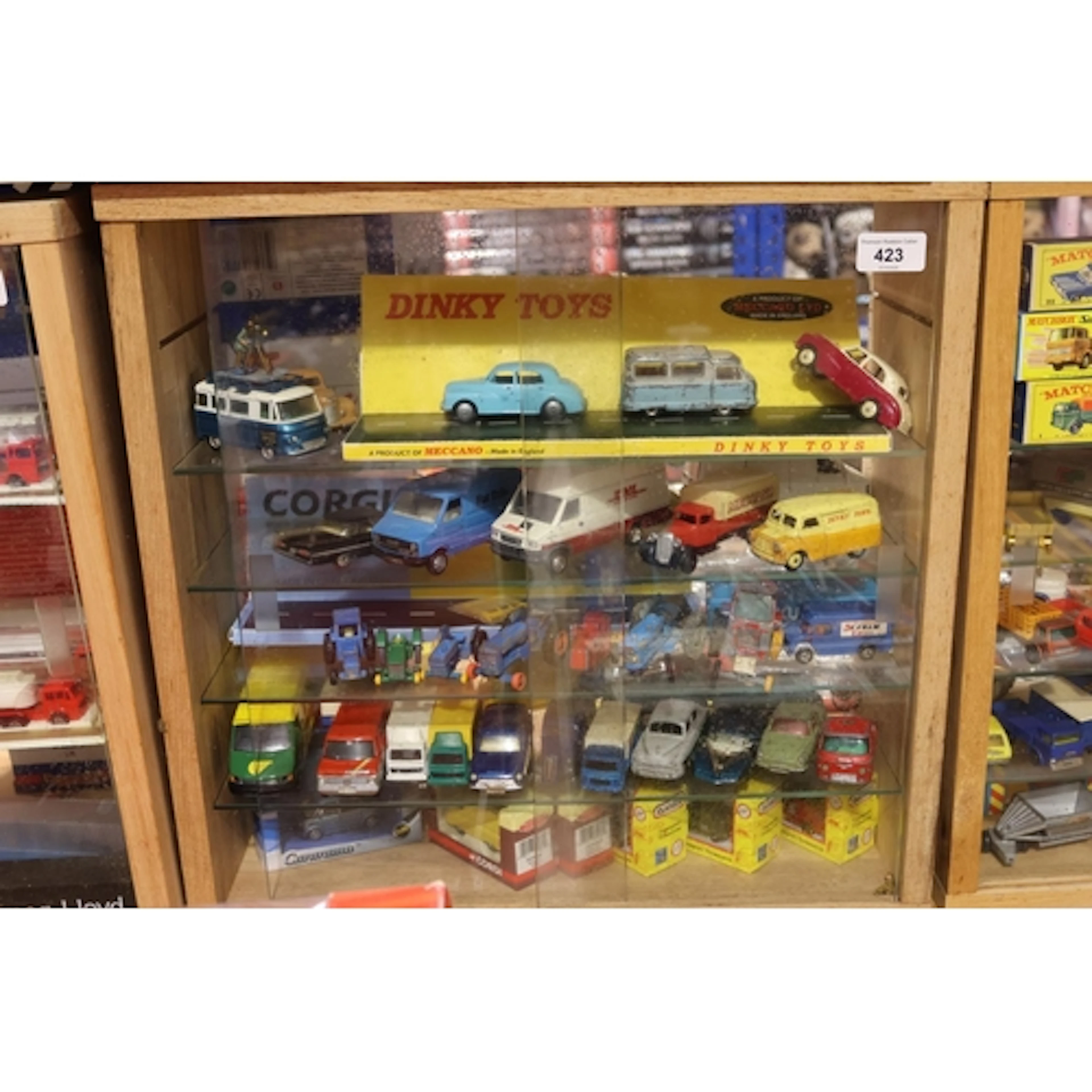 Ikea sliding door wall display case containing diecast model...