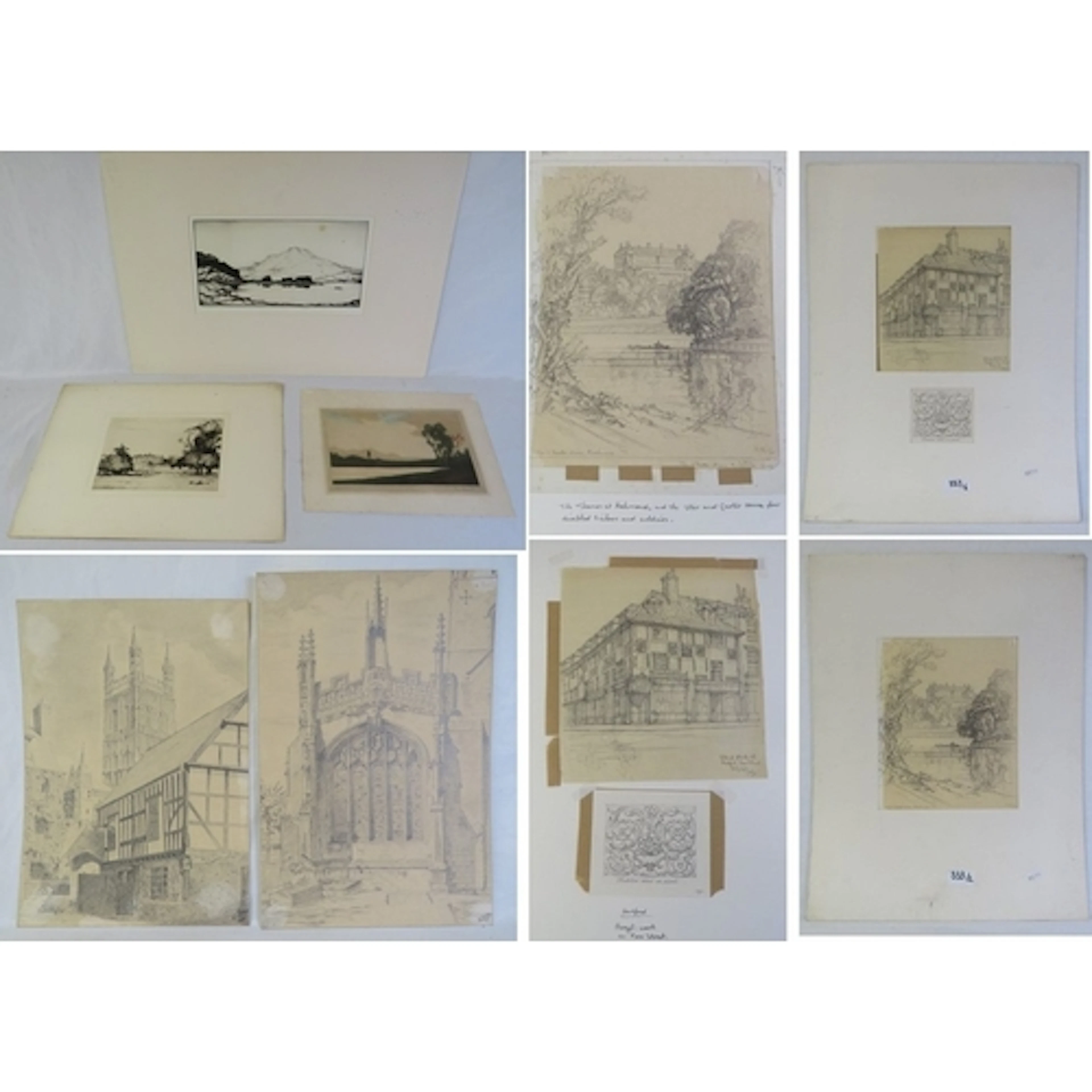 Mounted Etching Landscape Scene by Kenneth Steel, Mounted E...