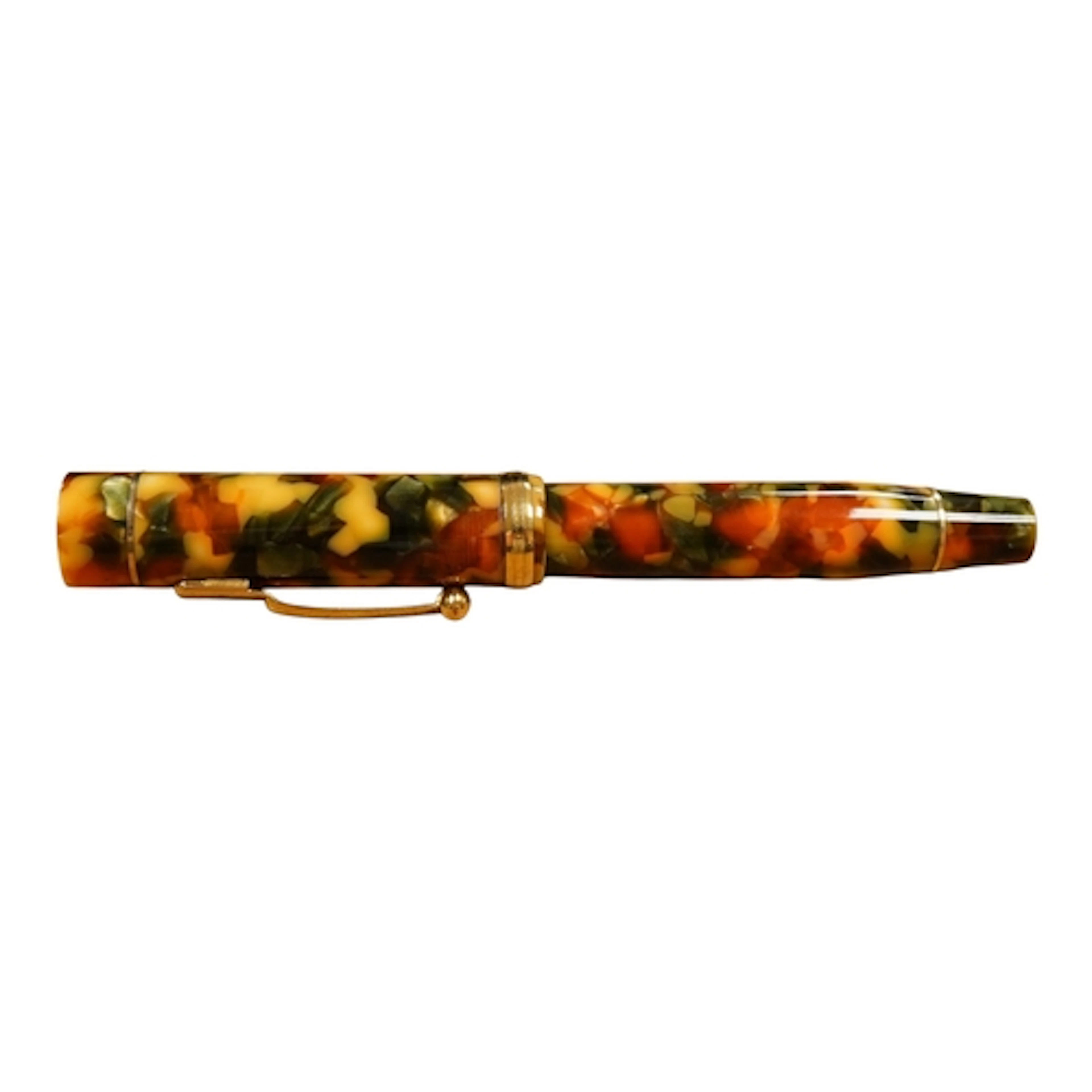 A Conway Stewart Churchill fountain pen, coral green 18k nib...