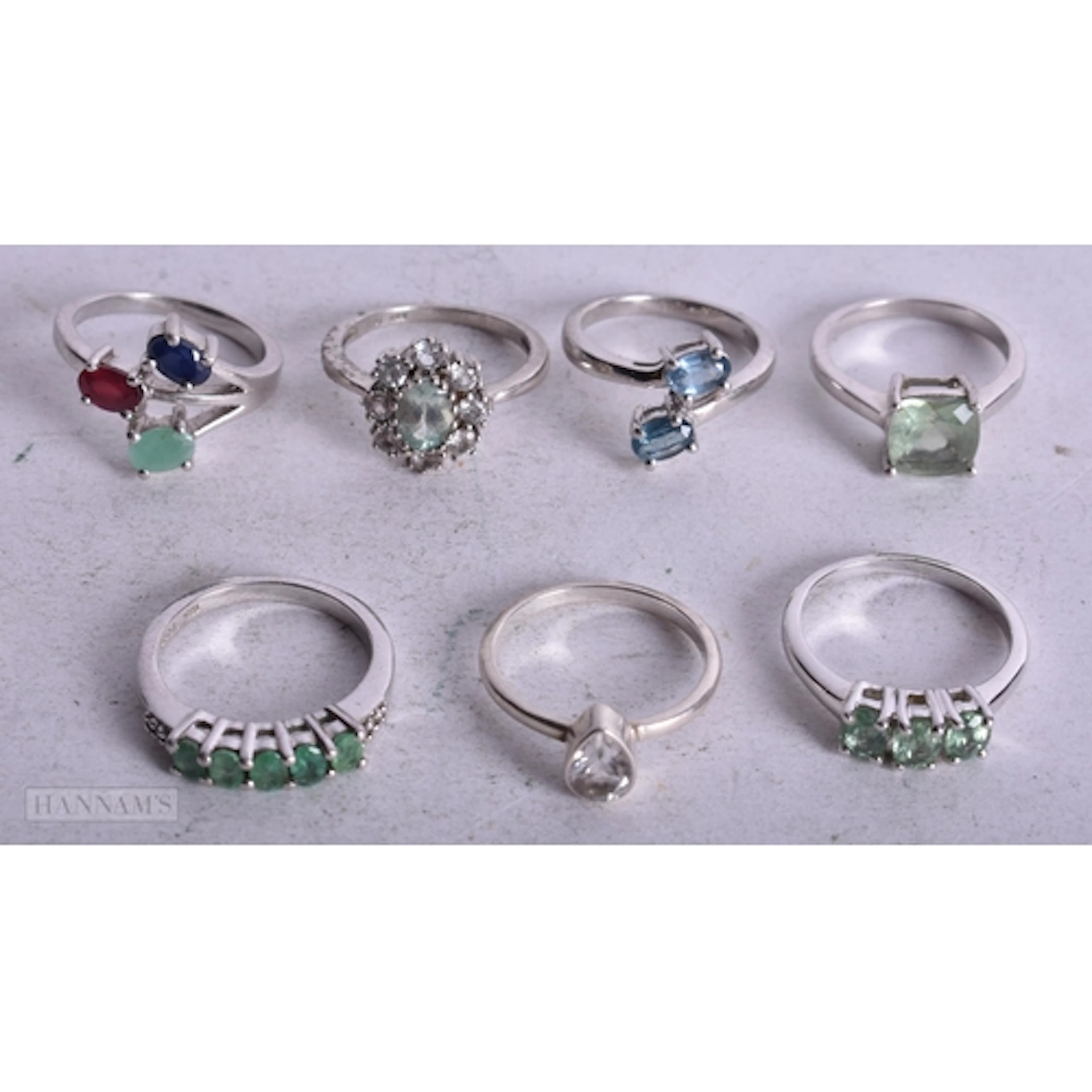 Collection of Sterling Silver TGGC & Gemporia Rings inc. Eme...