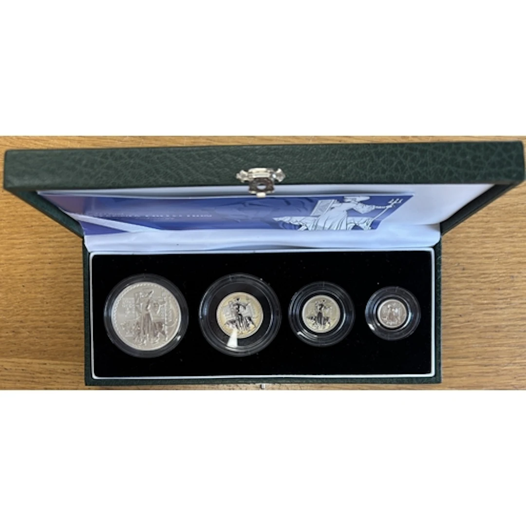 2001 silver boxed proofs FDC Britannia set of 4, including £...