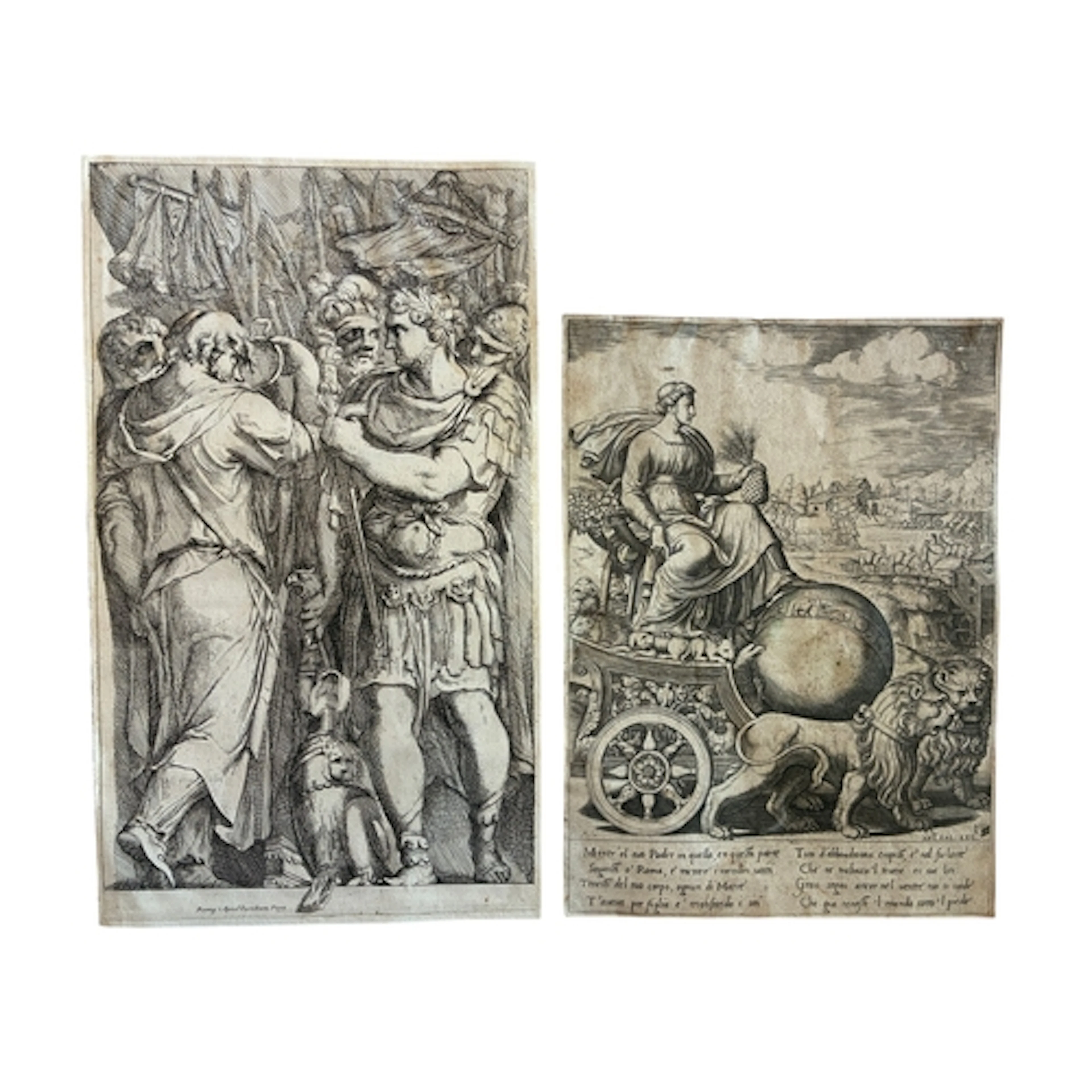 Two Italian Engravings, 16th-18th Century: Master of the Die...