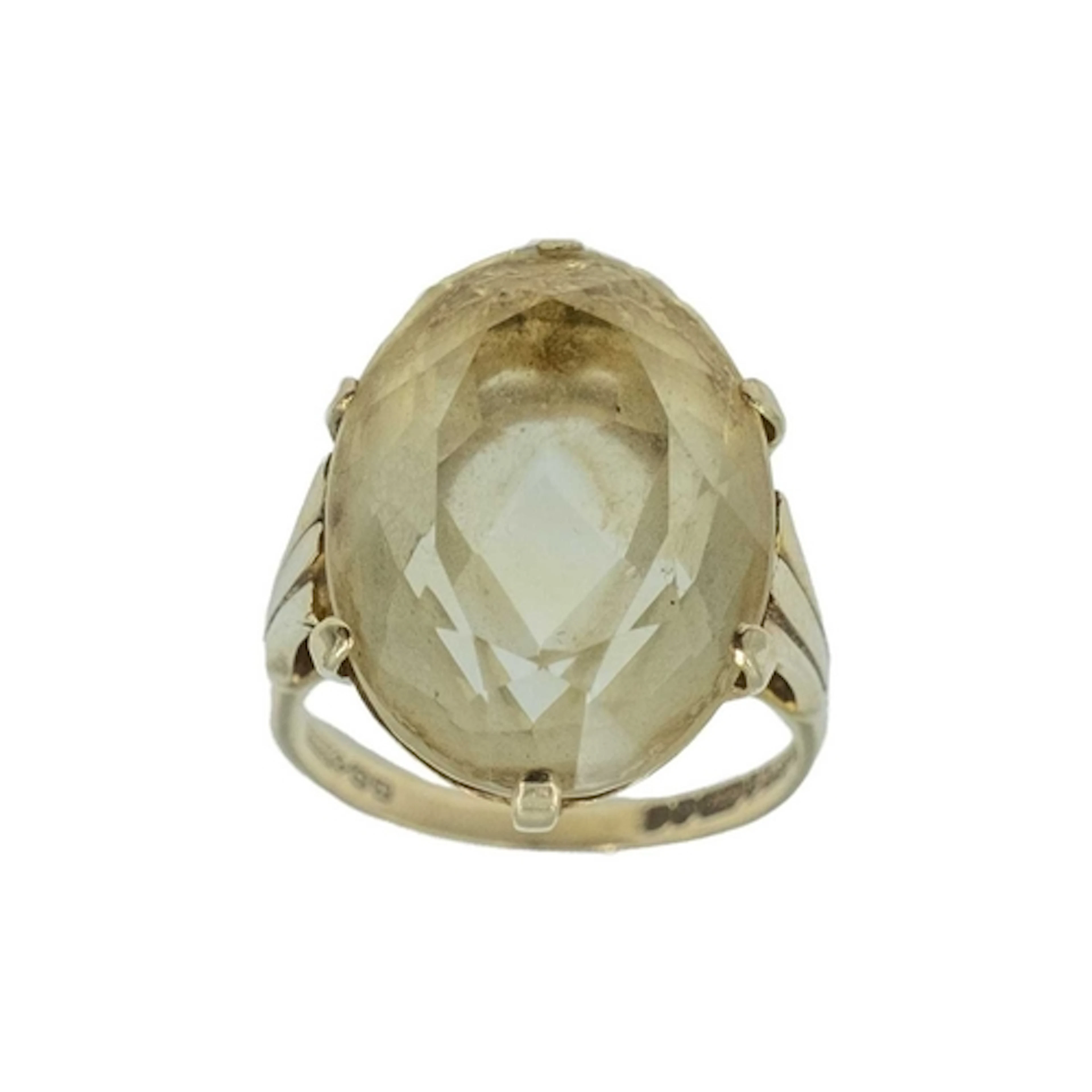 A 9k hallmarked gold citrine set cocktail ring. The citrine ...