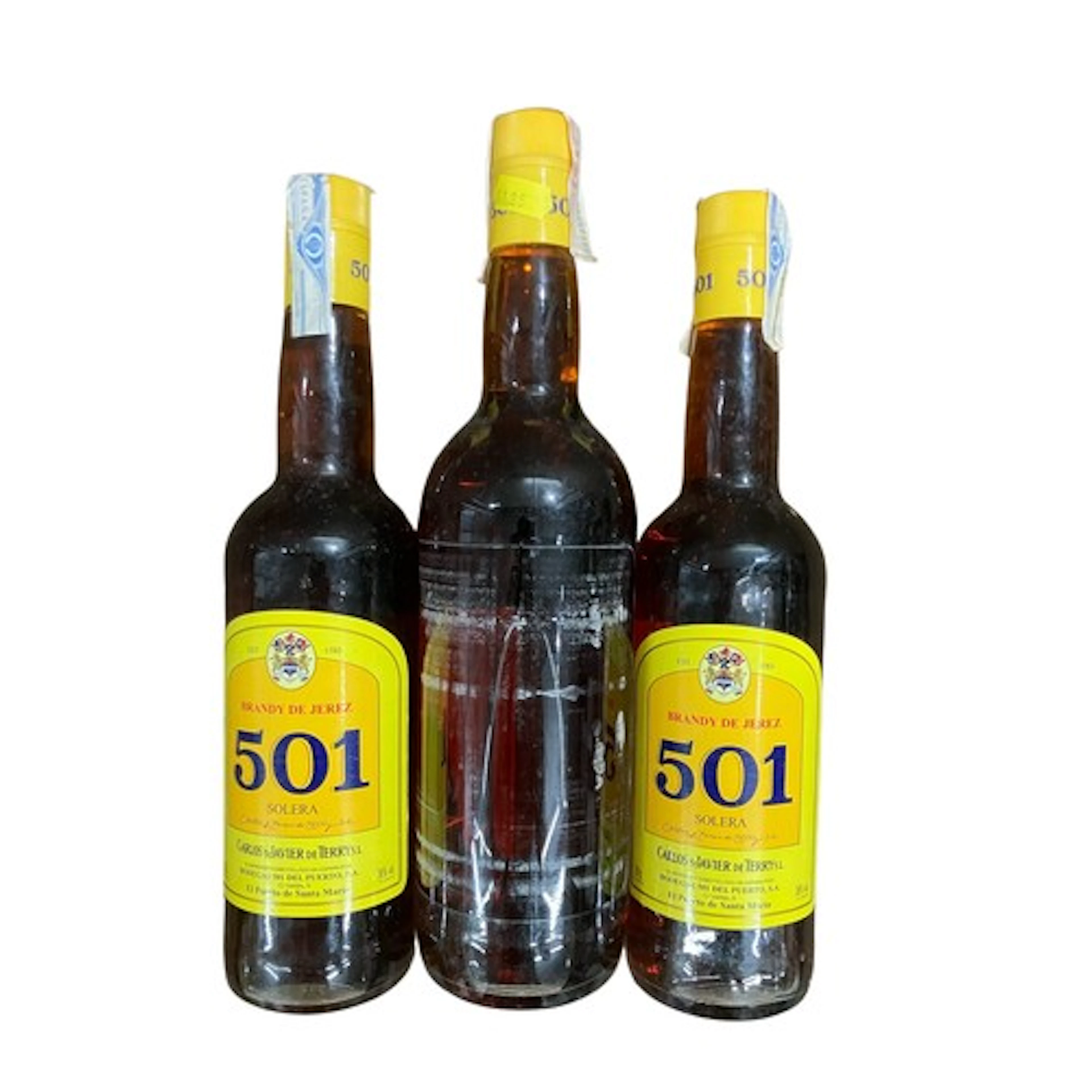 3 x Bottles of 501 Solera Brandy (1 x 1L, 2 x 70cl)
