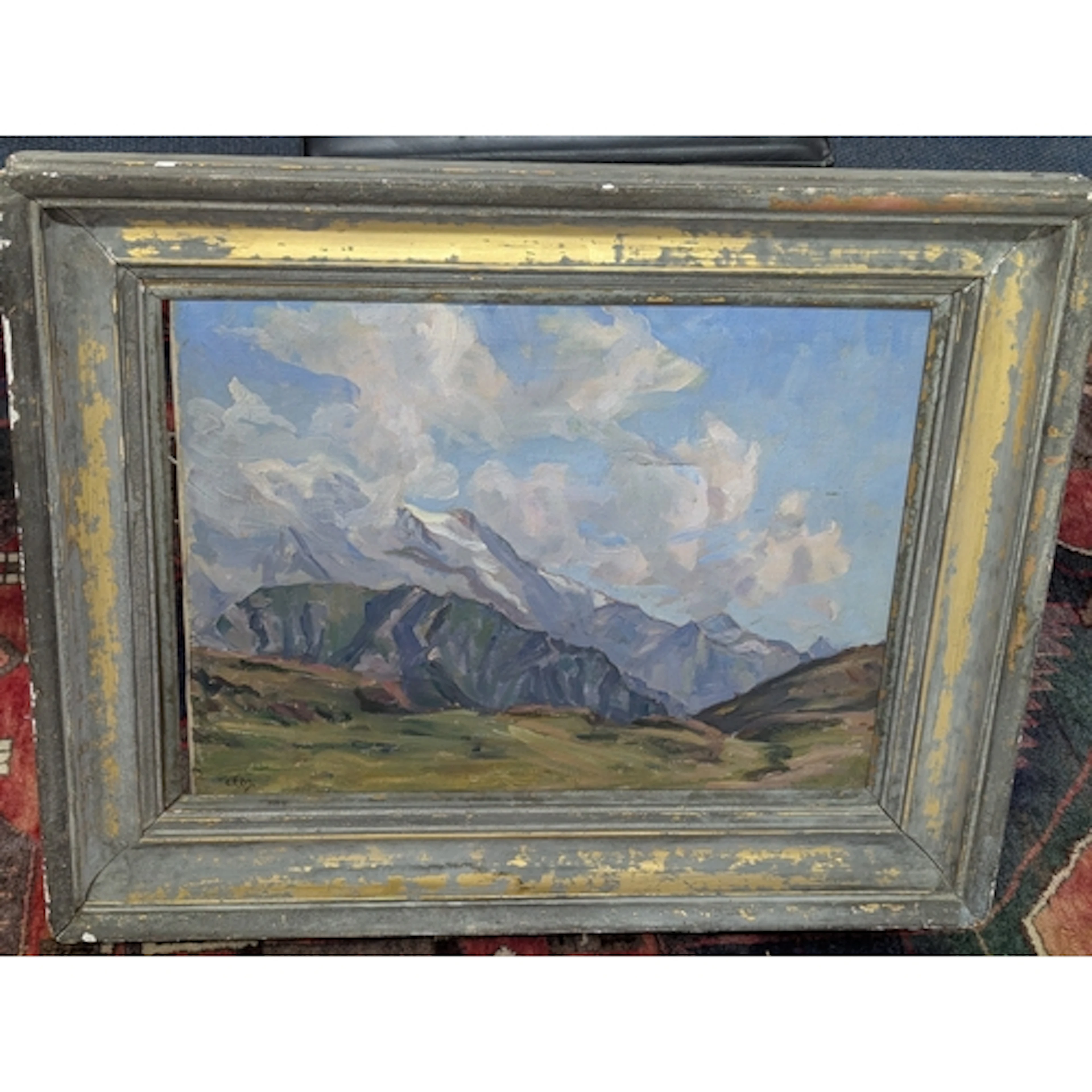 A 20th century oil on canvas A/F, depicting a landscape scen...