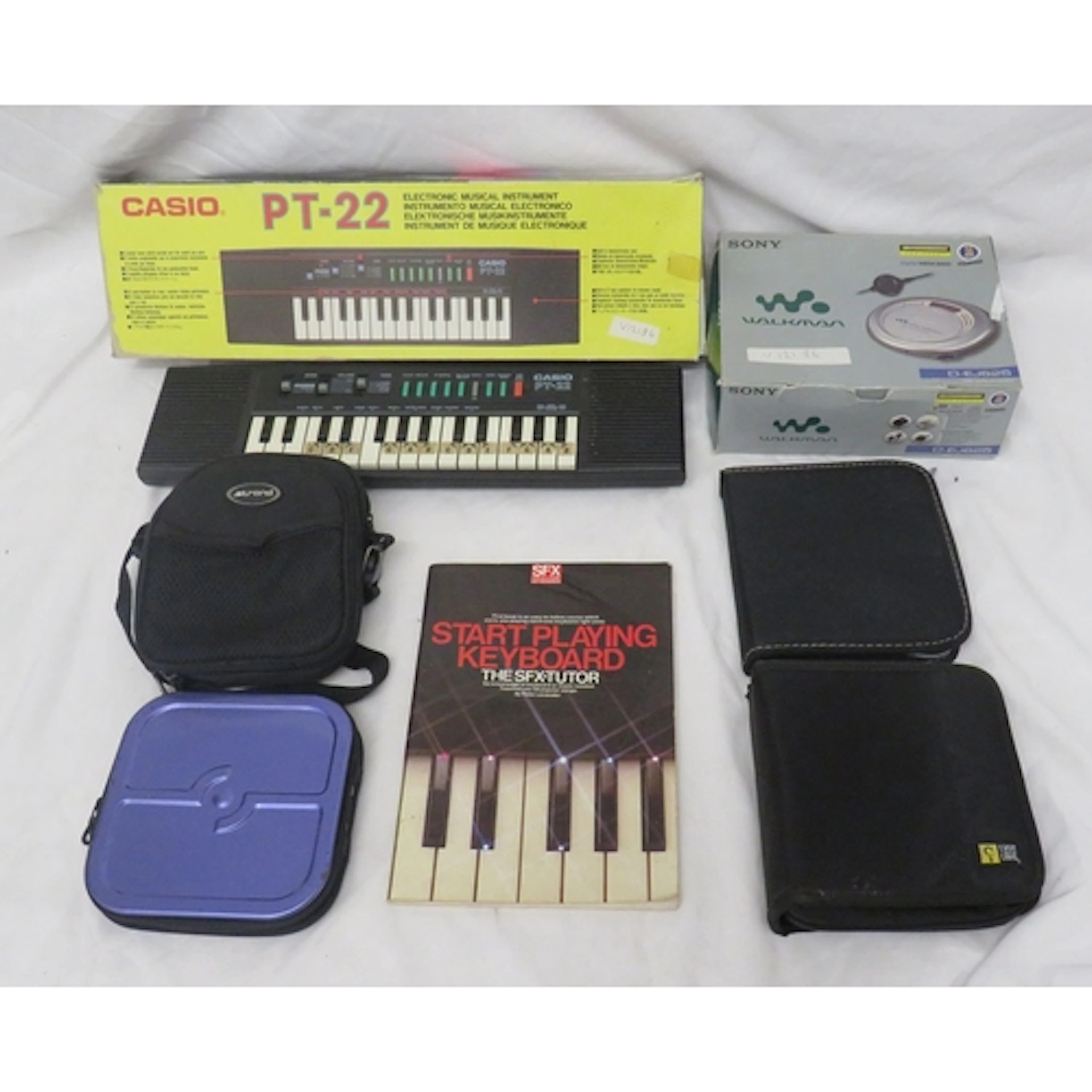 Sony CD Walkman D-EJ625, in original box, Casio PT-20 small ...