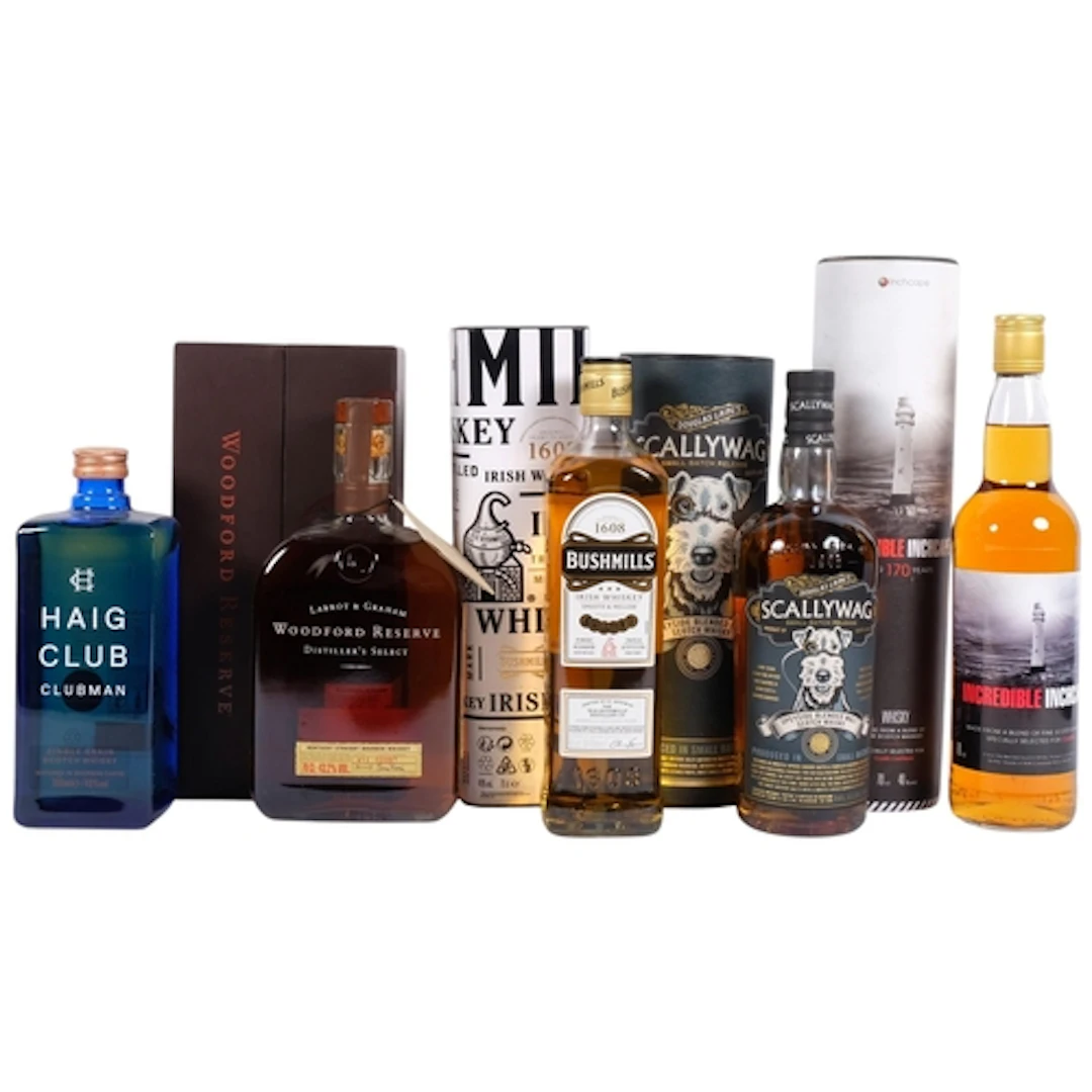 4 boxed Whiskys - Inchcape, Woodford Reserve, Speside, and B...