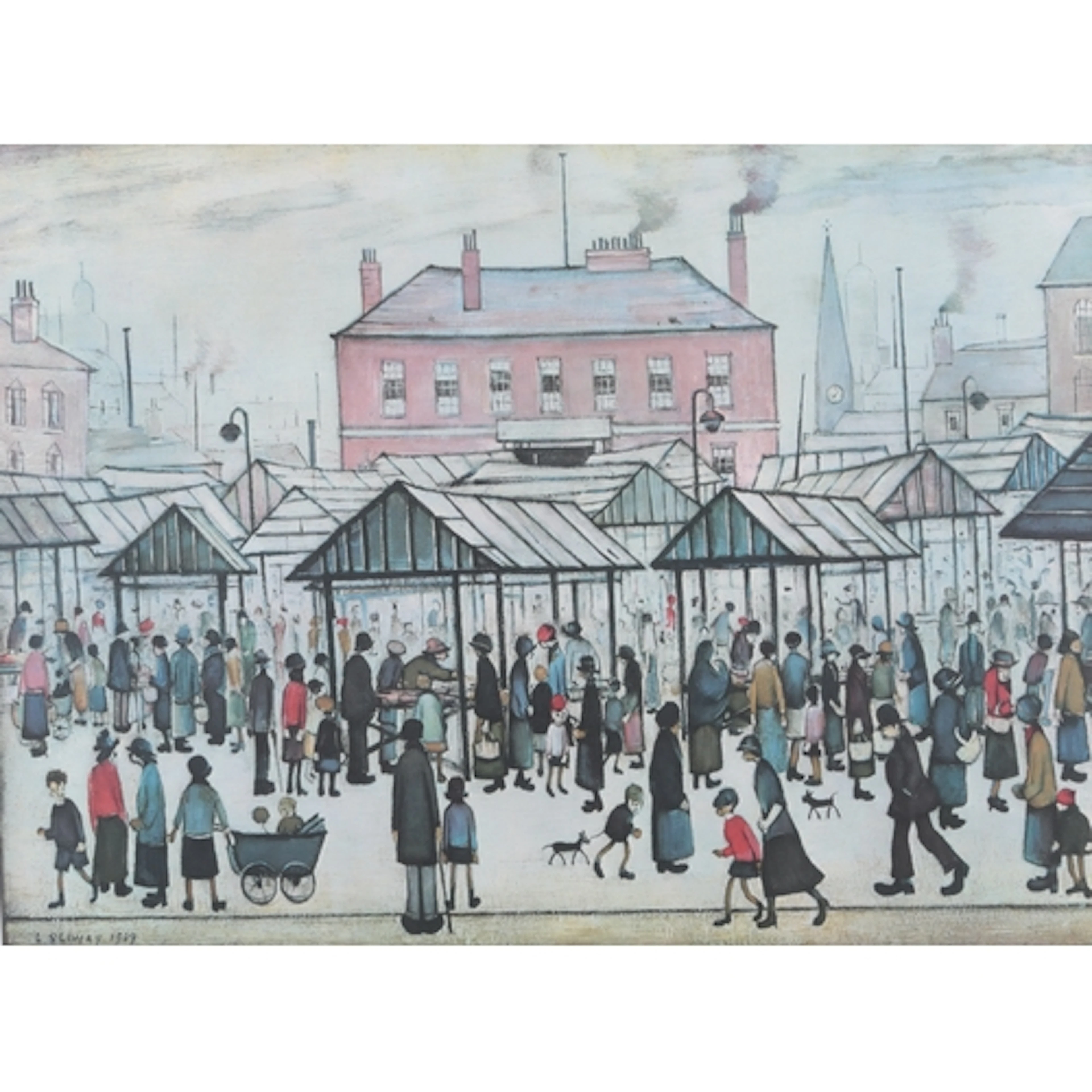 § Laurence Stephen Lowry RBA RA (1887-1976) 'Market Scene i...