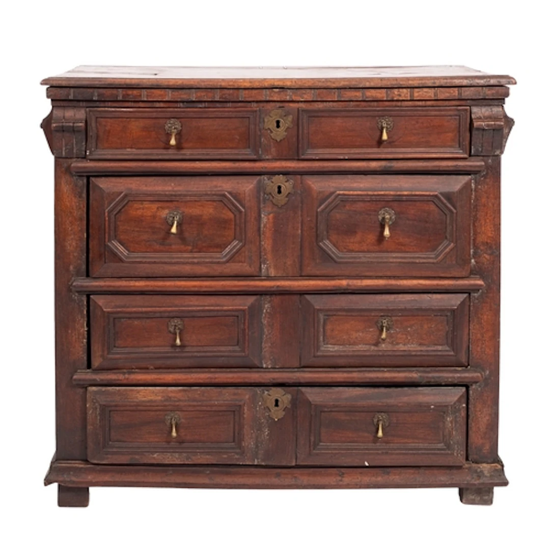 An oak and walnut chest of drawers, late 17th /early 18th ce...