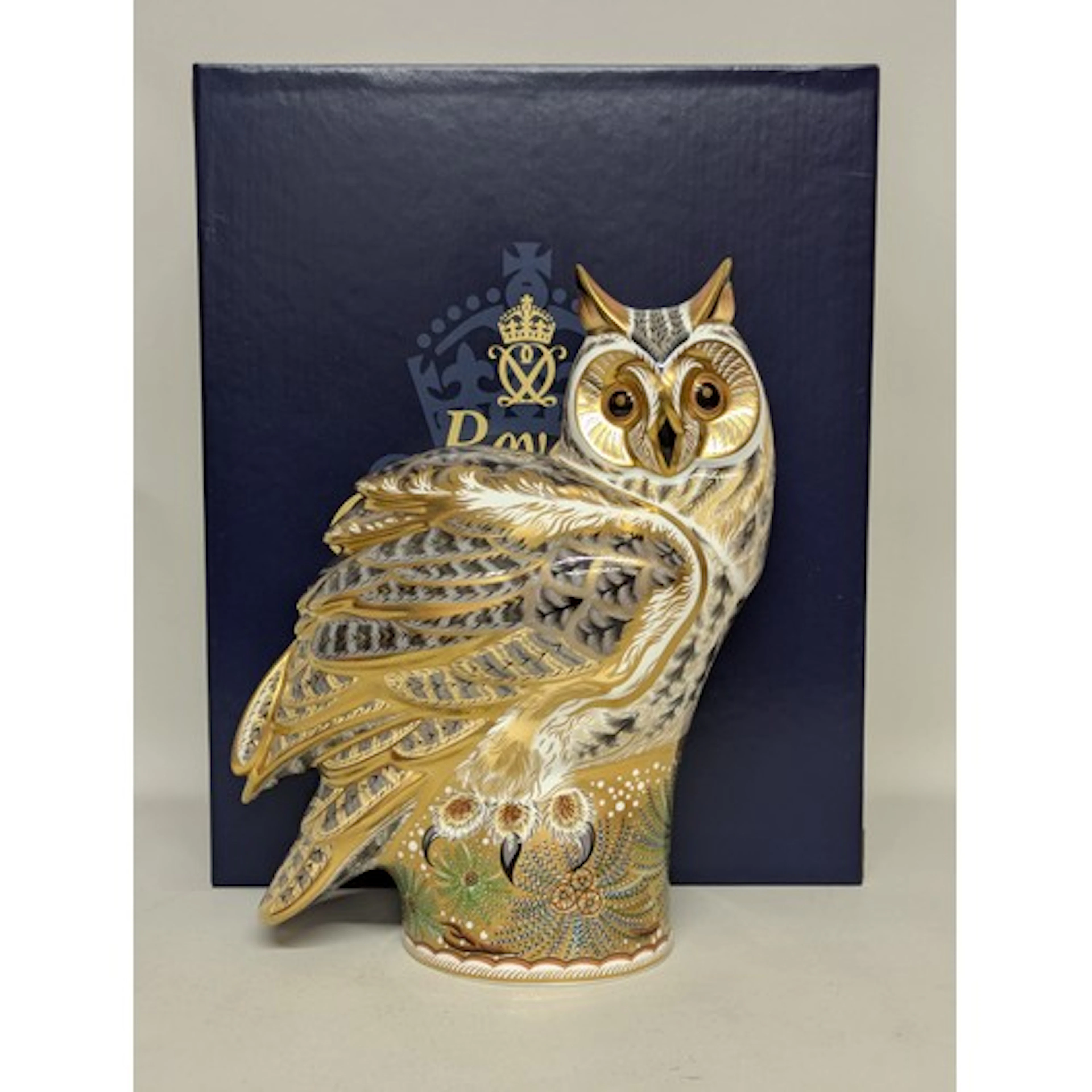 A Royal Crown Derby paperweight, Long Eared Owl, a Prestige ...