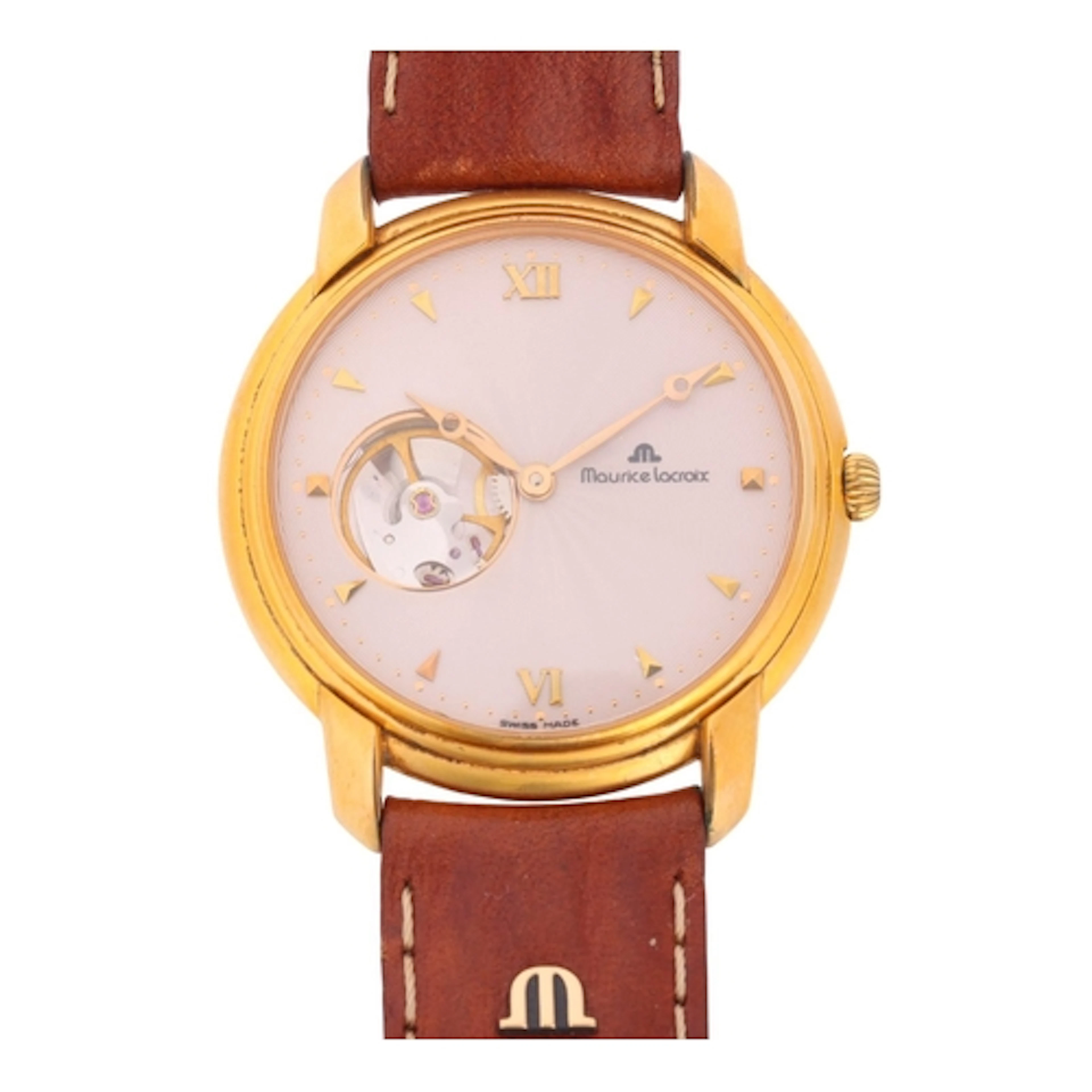 MAURICE LACROIX - a gold plated Peseux Open Heart mechanical...