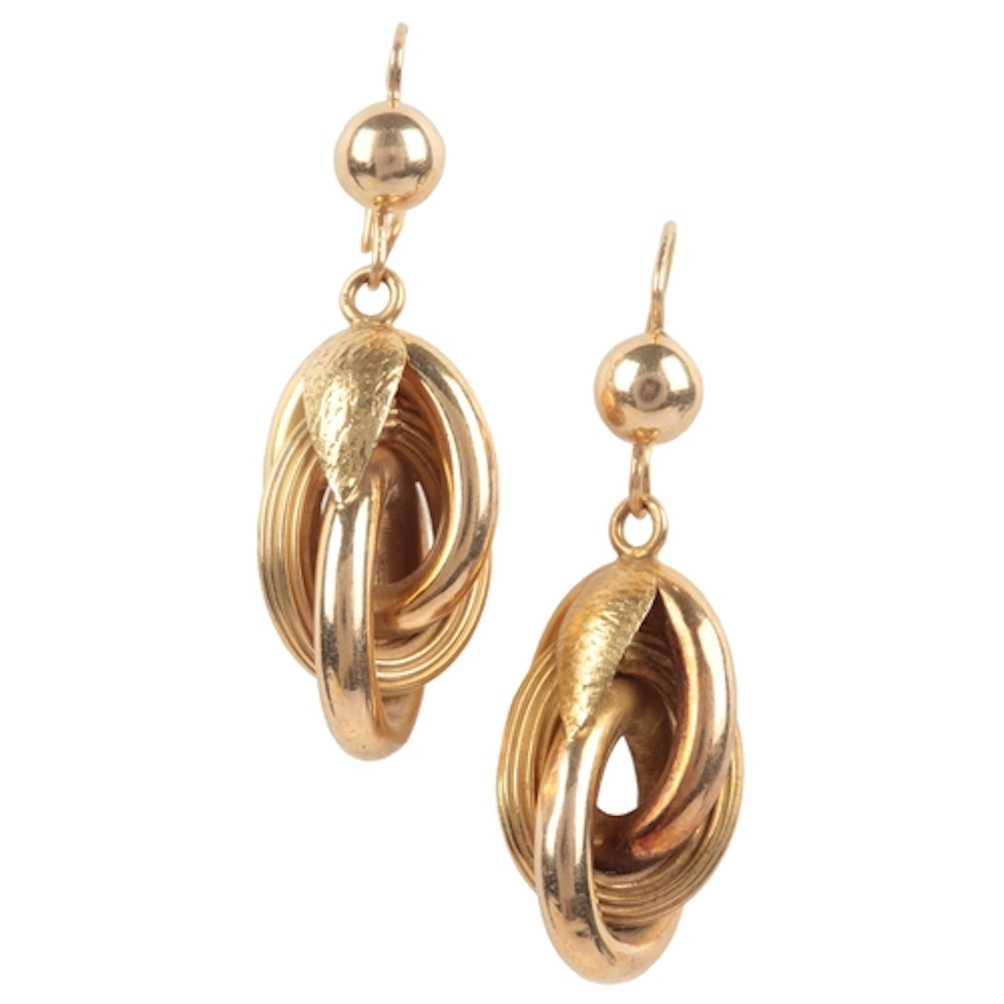 A pair of gold drop earrings, second half 19th century compo...