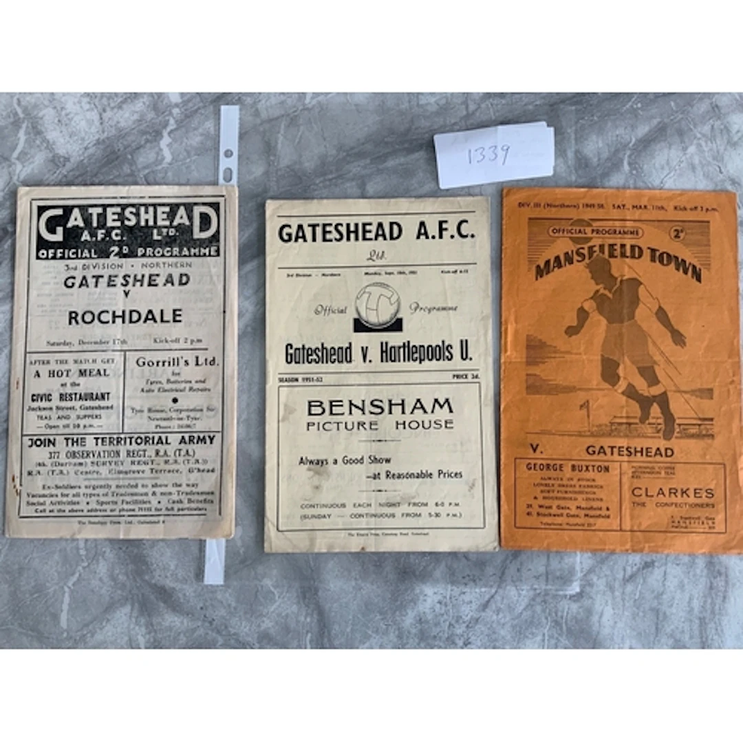 Gateshead Football Programmes: Home 49/50 Rochdale, 51/52 Ha...