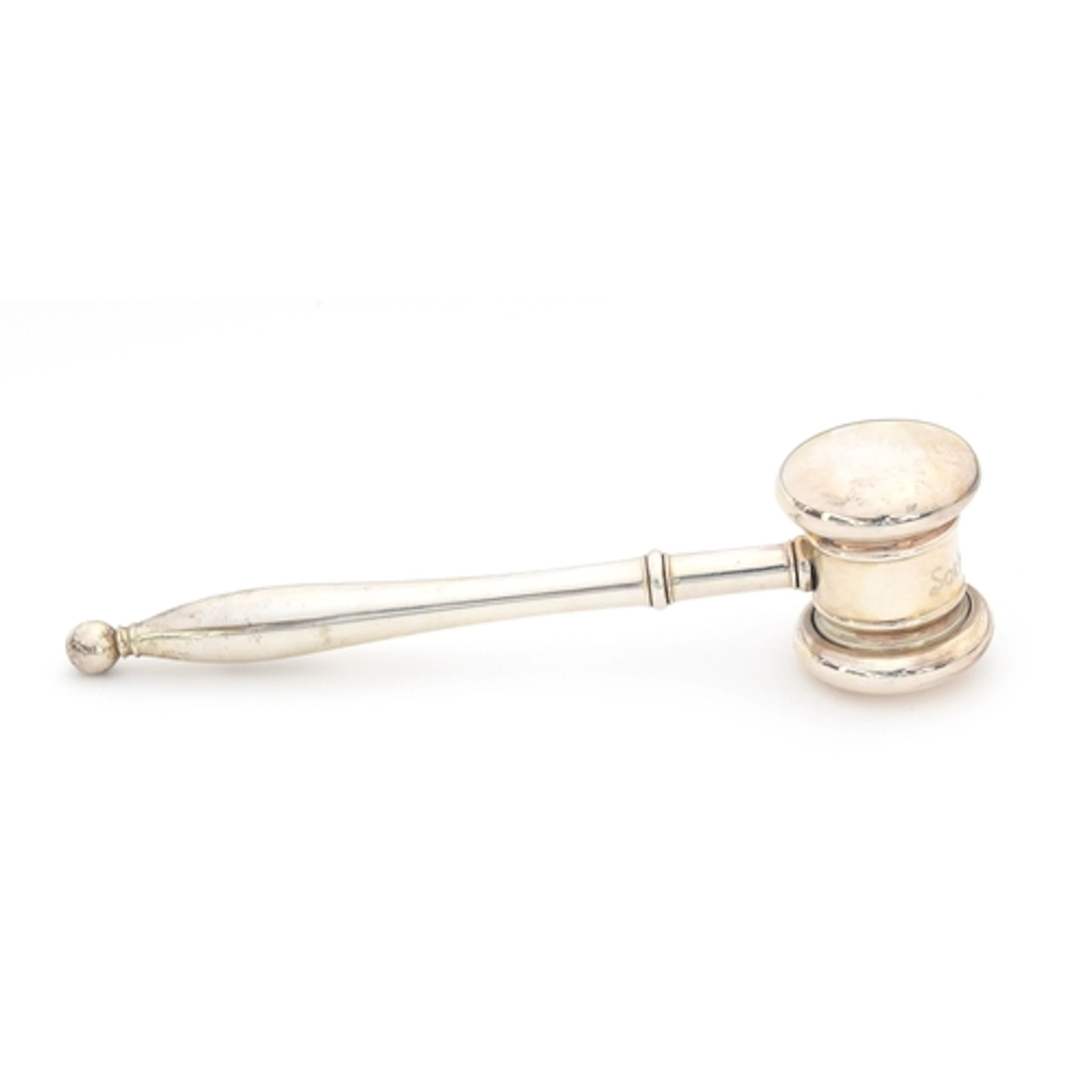 A silver auctioneer's gavel by S J Phillips Ltd, London 2006...