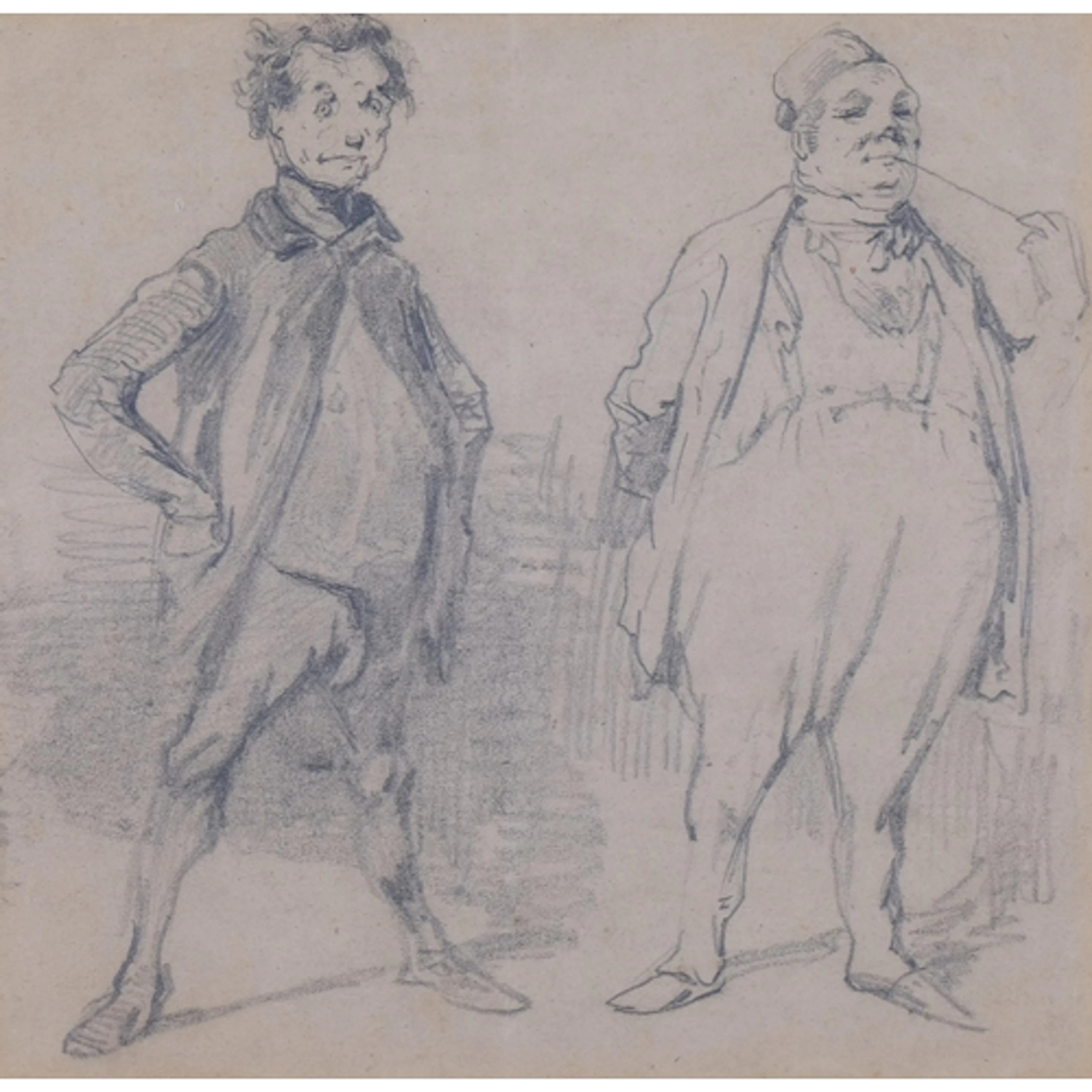 Attributed to Honore Daumier, Figures Of Two Lawyers, pencil...