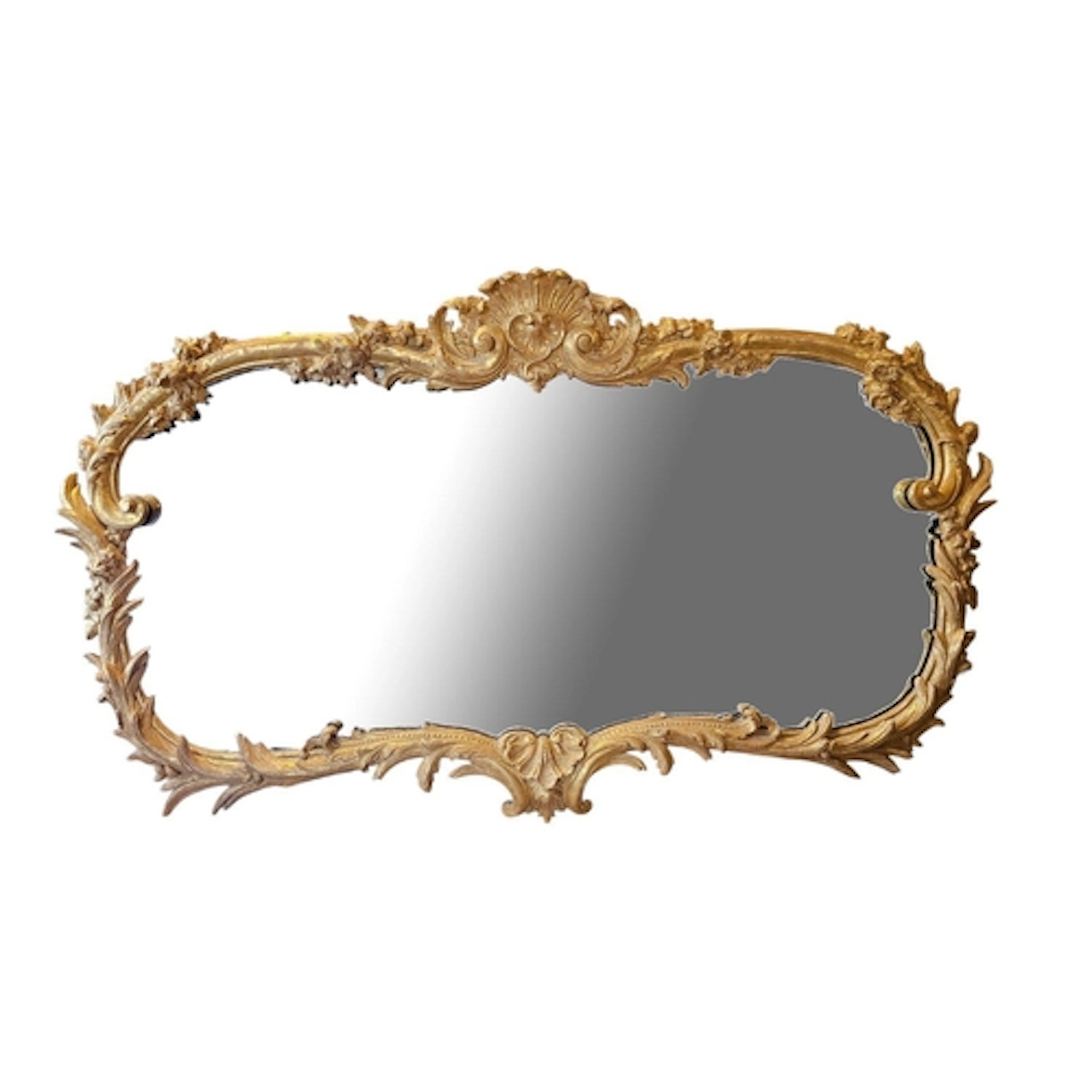 A LARGE 19TH CENTURY CARVED GILTWOOD AND GESSO FRAMED MIRROR...